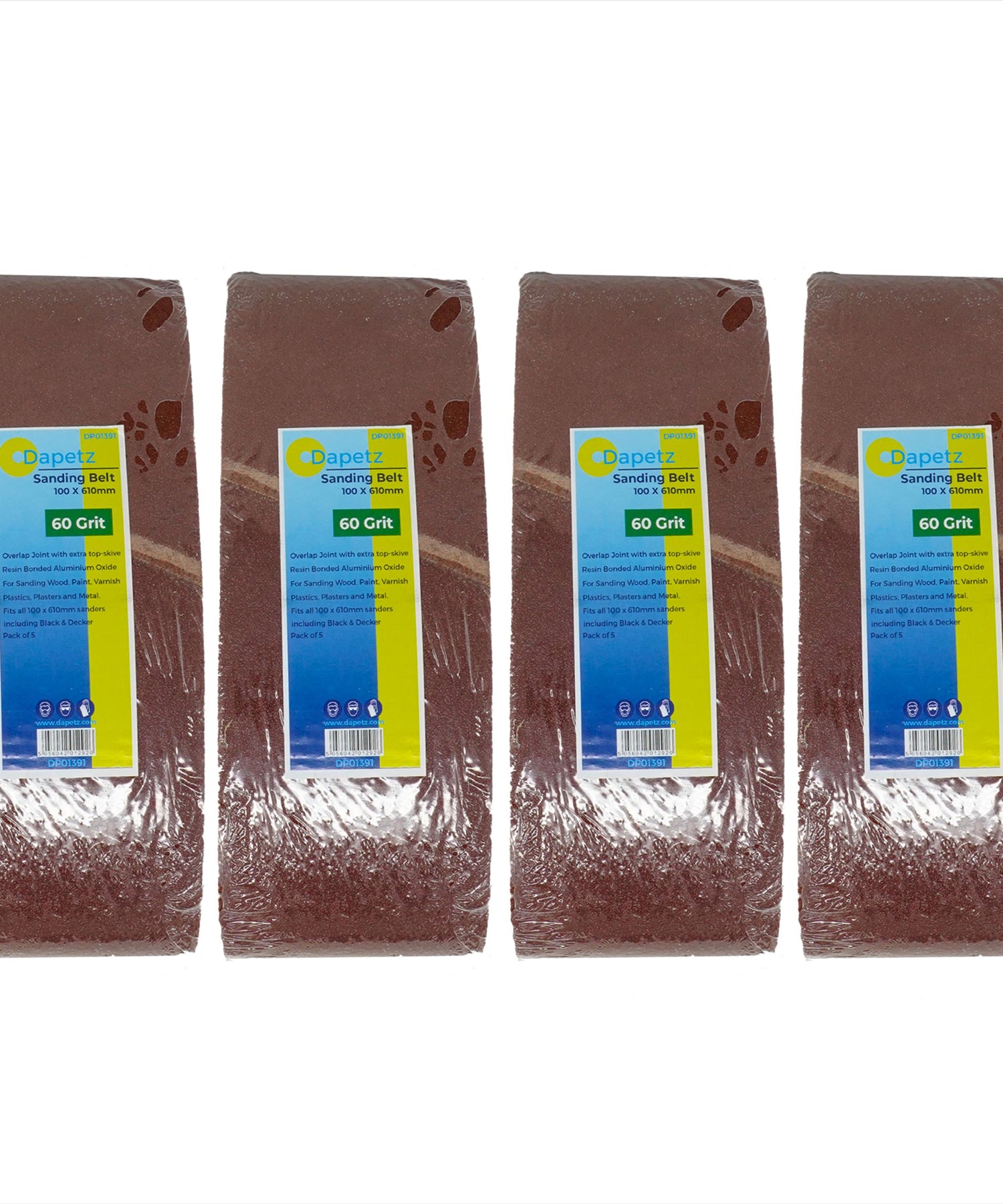 100 x 610mm Sanding Belts 60 Grit Coarse, 20 Pack for Sanders & Grinders By Dapetz
