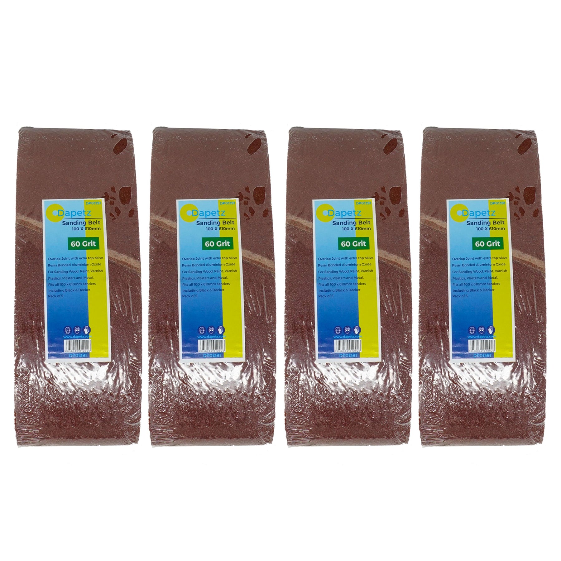 100 x 610mm Sanding Belts 60 Grit Coarse, 20 Pack for Sanders & Grinders By Dapetz