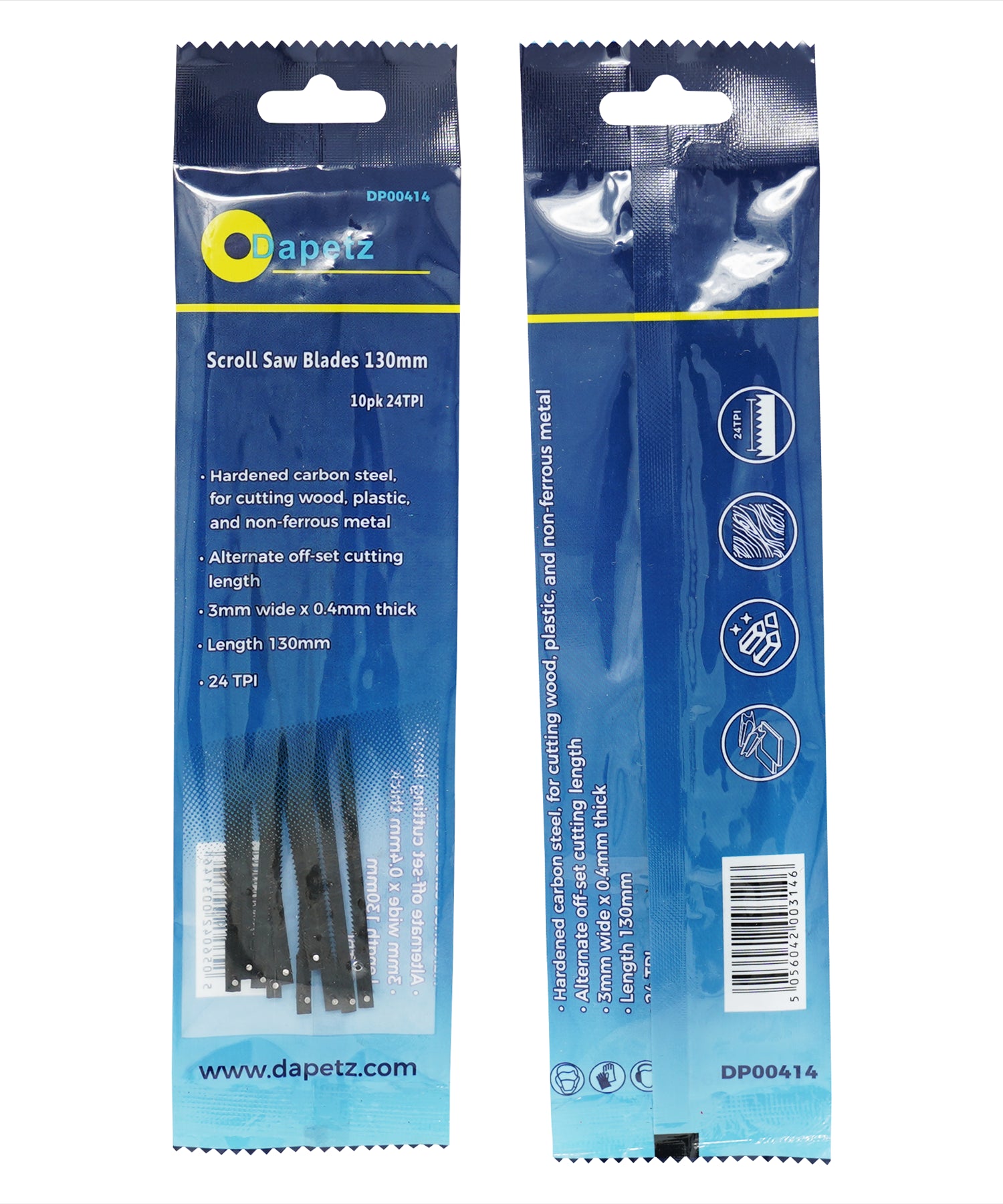 (Pack of 10) Scroll Saw Blades 24tpi 130mm by Dapetz - Dapetz