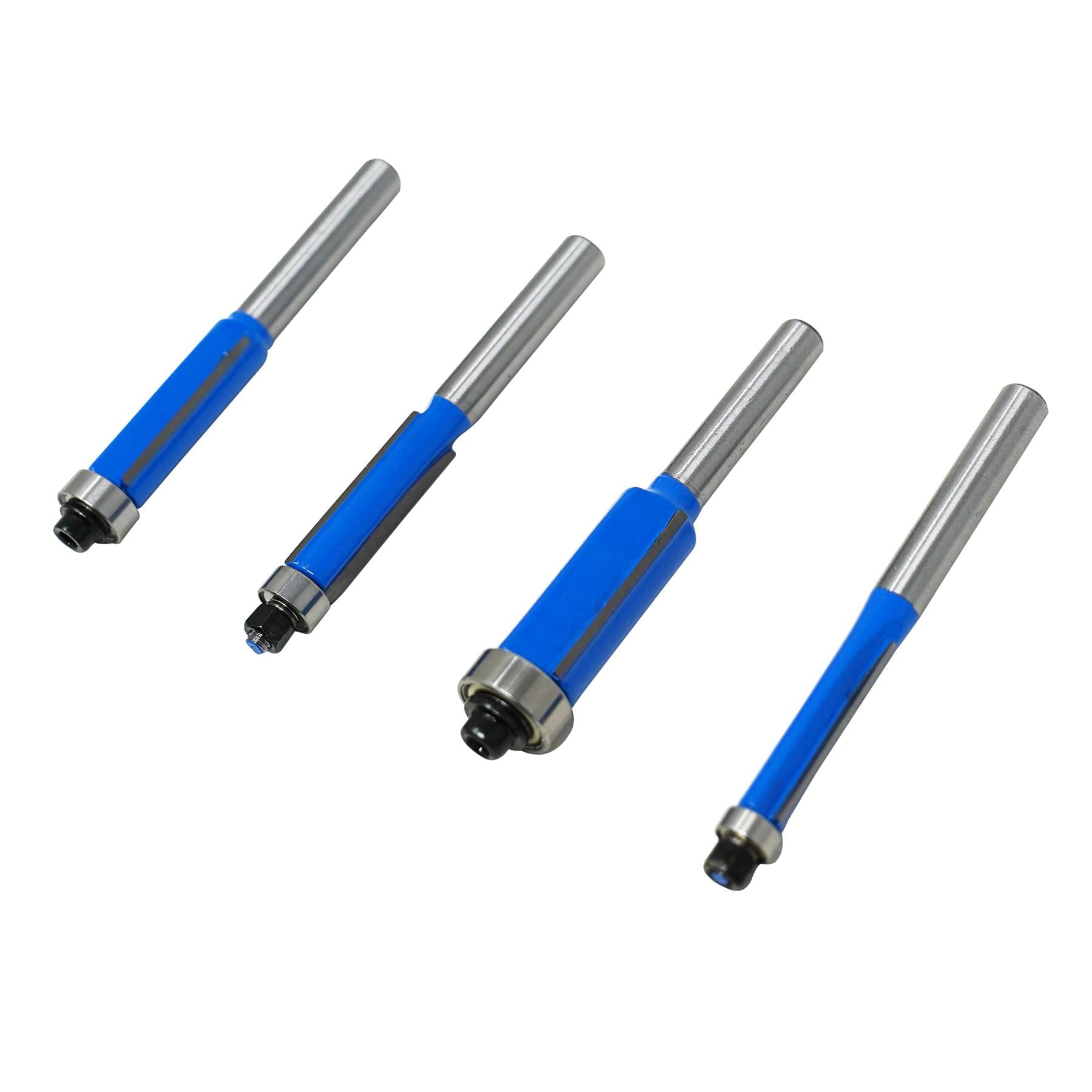 4Pc Flush Trim Router Bit Set Bottom Bearing Pattern Milling Cutter 1/4" Shank