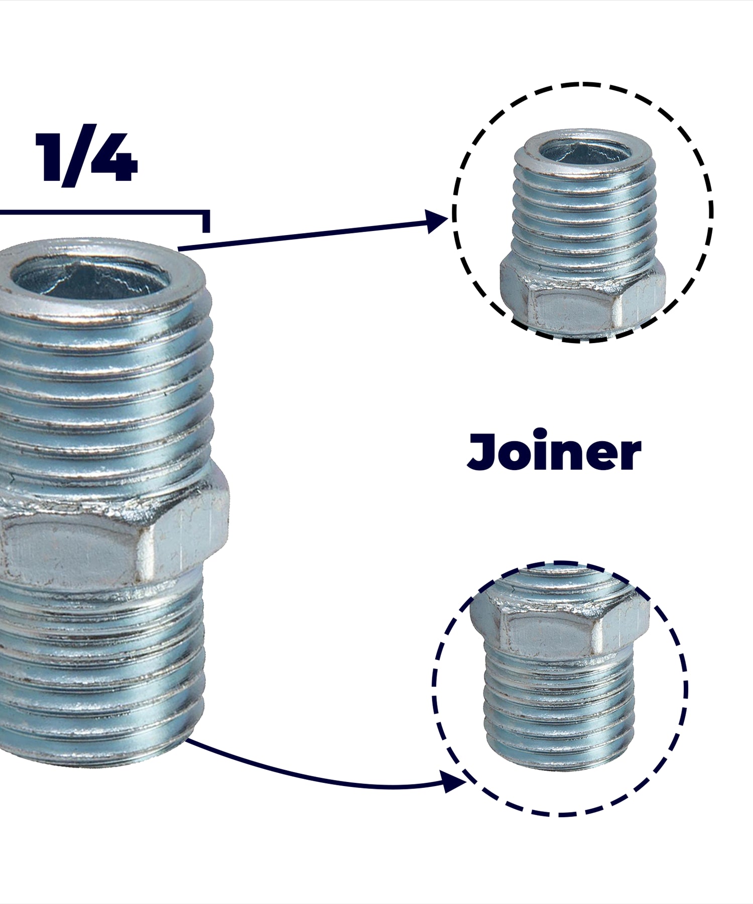 2 Equal Union Connector 1/4" Double Male Adaptor Airline Compressor Hose Fitting