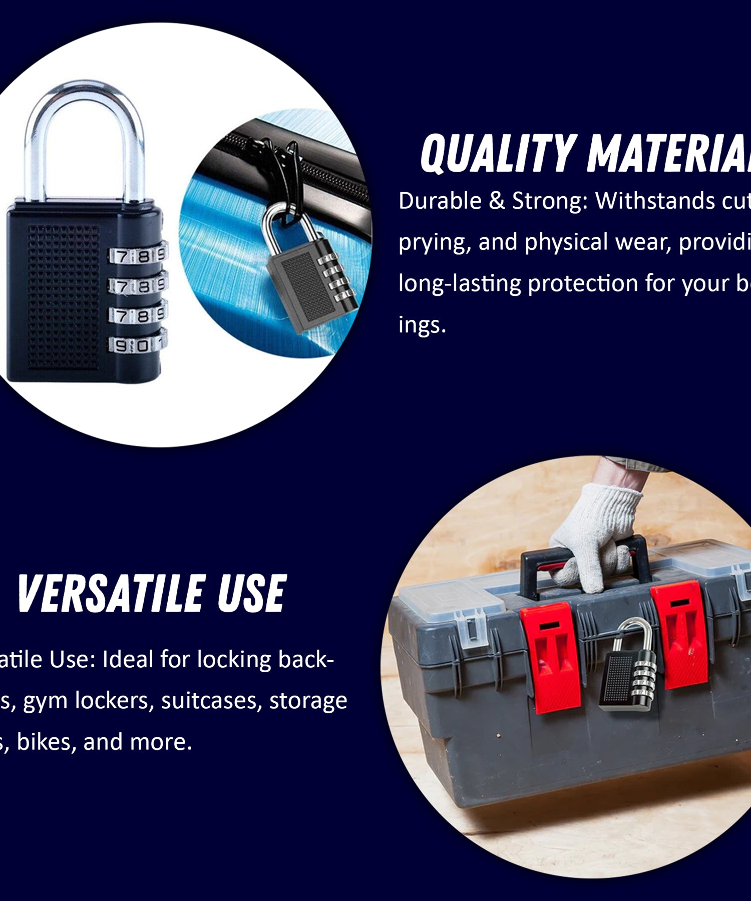 (Pack of 2) Combination Padlock 4-Digit Outdoor Weatherproof Security Black by Dapetz