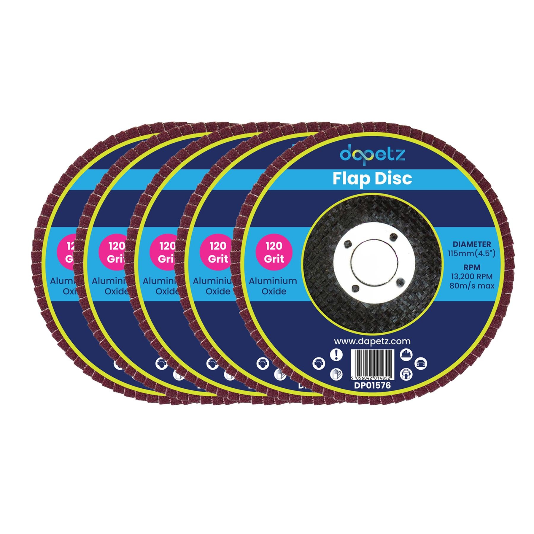 5pcs Flap Grinding Sanding Discs 115mm 4.5" 120 Grit Aluminium Oxide Angle Wheel For Bosch By Dapetz