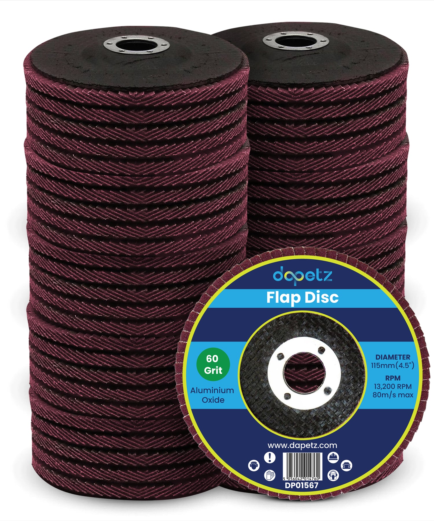 115mm Angle Grinder Flap Discs (4.5'') 60 Grit 50 Pcs By Dapetz