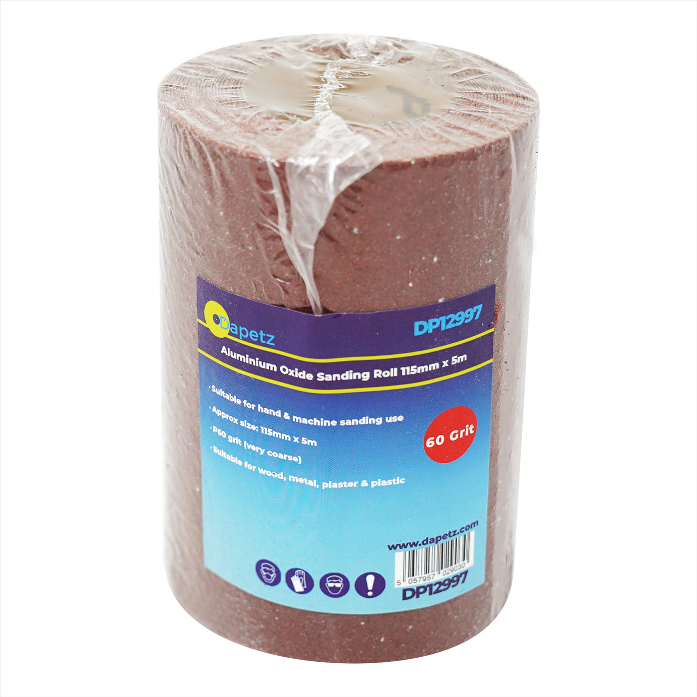 ALUMINIUM OXIDE SANDING ROLL 115mm 5m RED GRIT 60 by Daptez