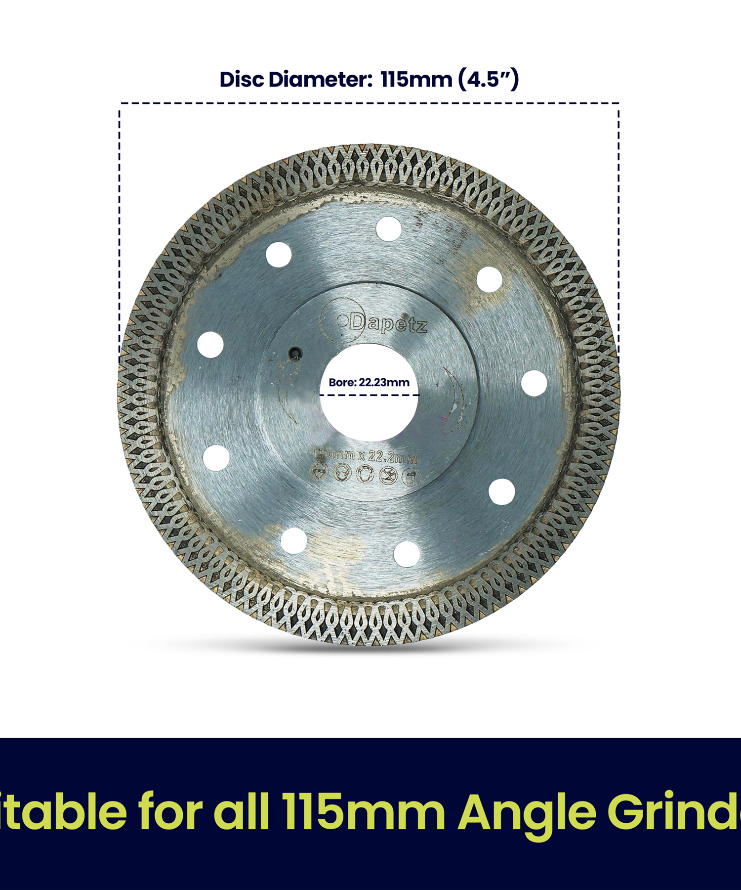 Diamond Disc Turbo 115mm Cutting (Hot Press Disc) with Flane by Dapetz