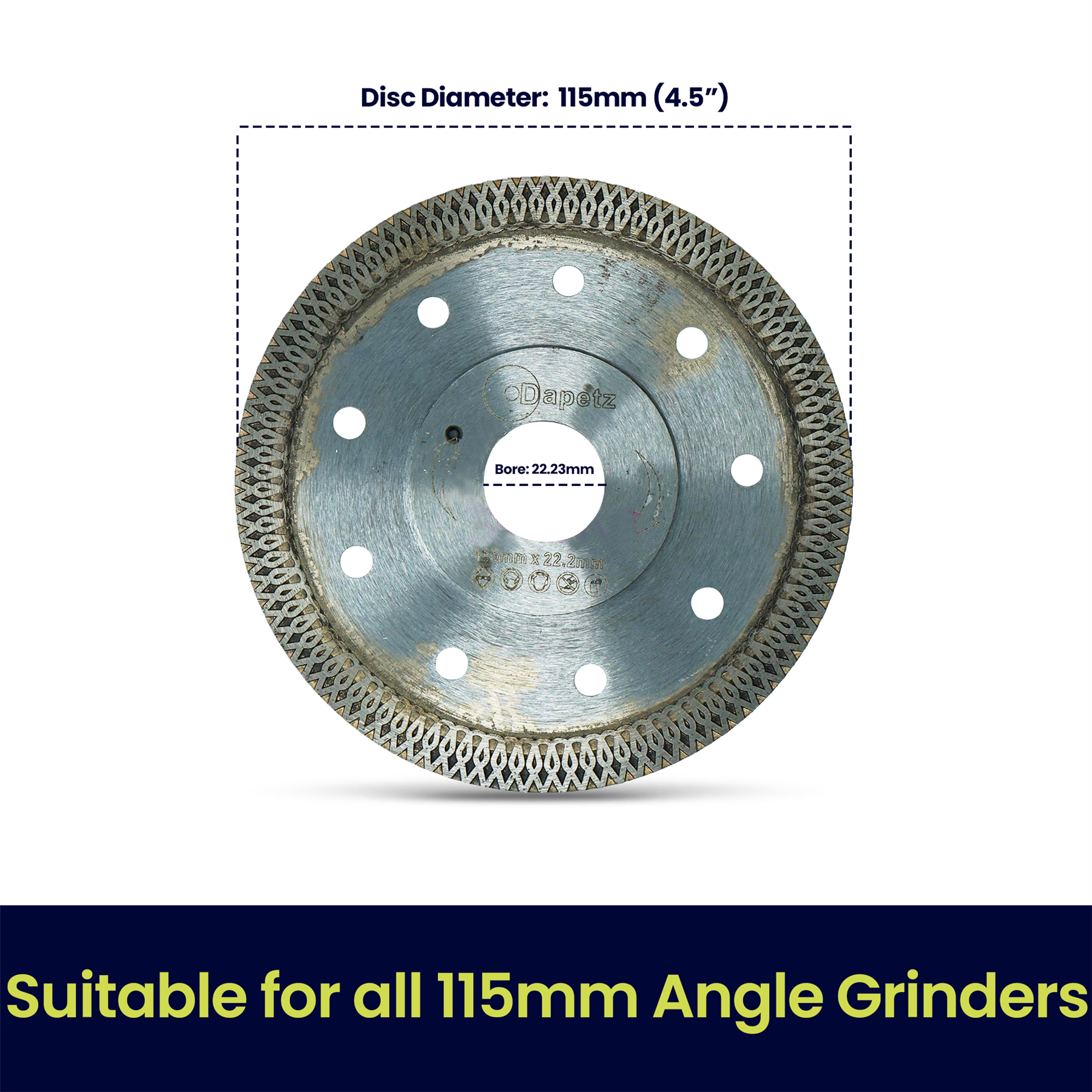 Diamond Disc Turbo 115mm Cutting (Hot Press Disc) with Flane by Dapetz