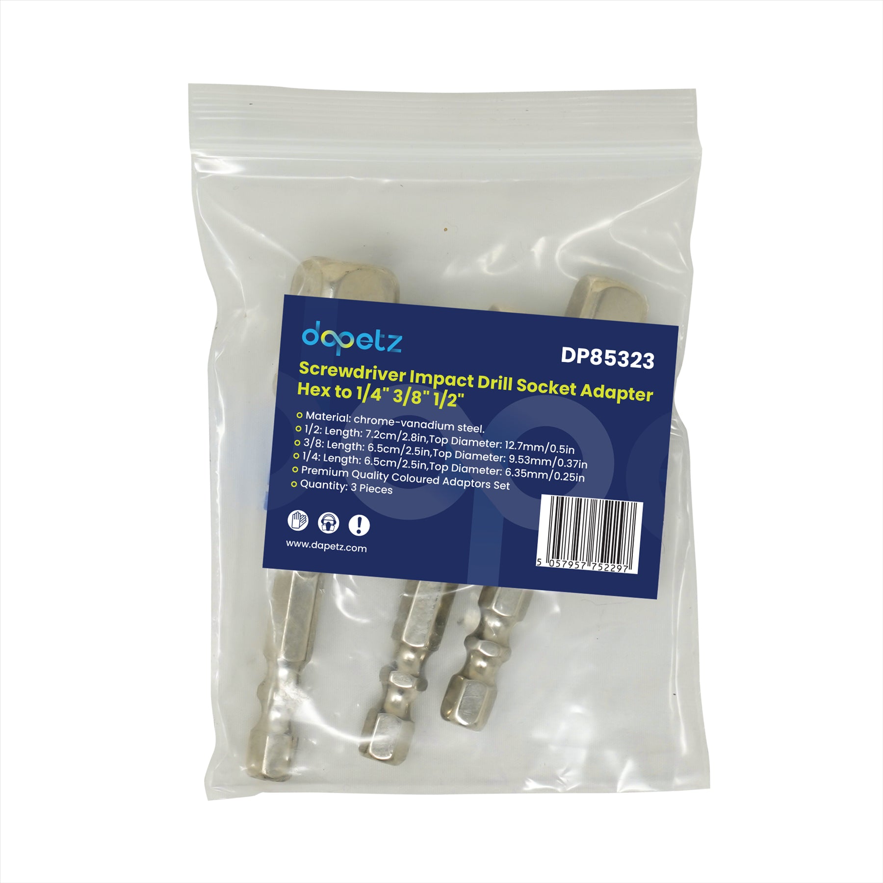Screwdriver Impact Drill Socket Adapter Hex To 1/4" 3/8" 1/2" Inch Bit Ratchet T 3PCS By Dapetz