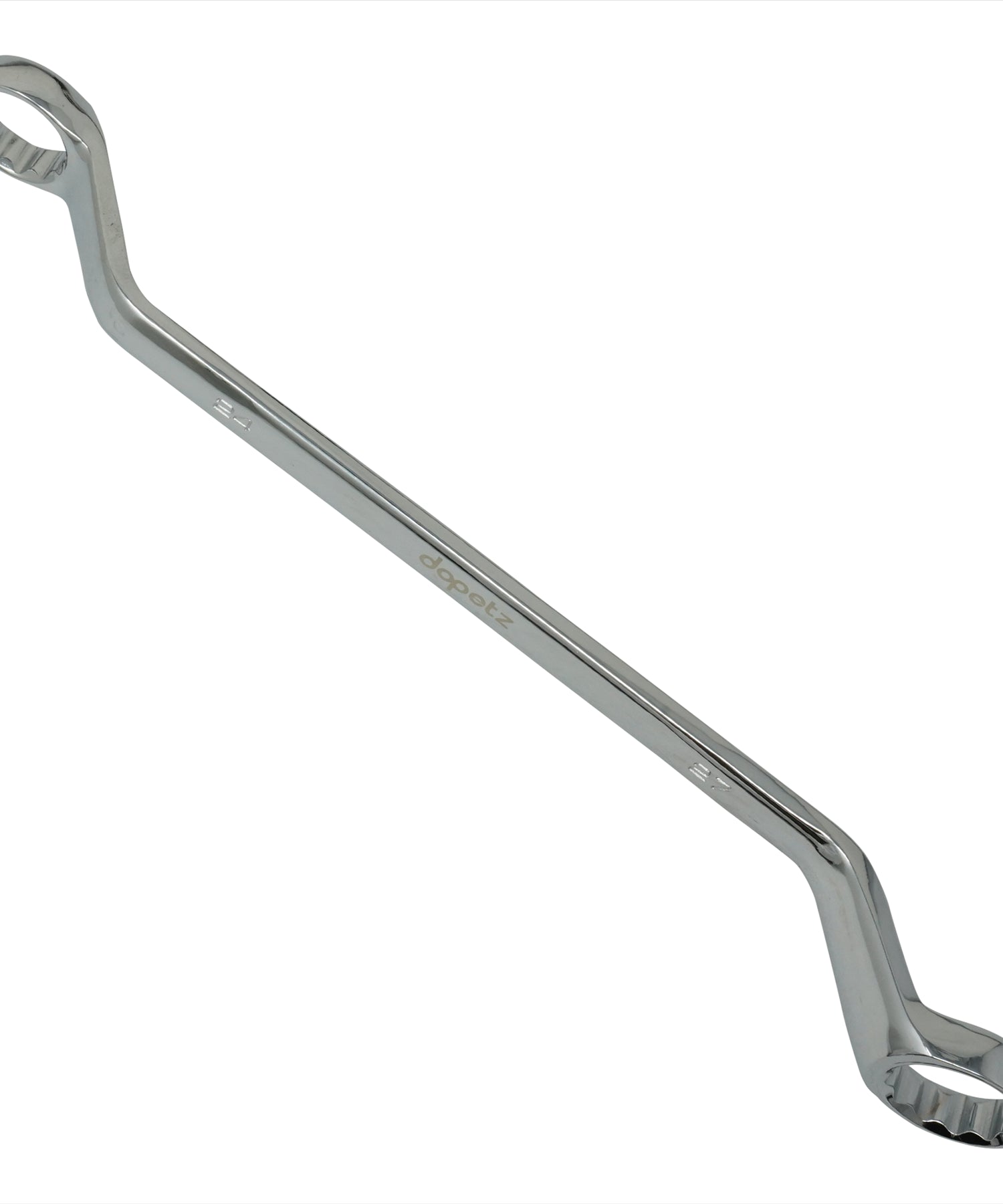 24mm - 27mm Deep Offset Bi-Hex Swan Neck Ring Spanner Wrench Metric Polished Crv