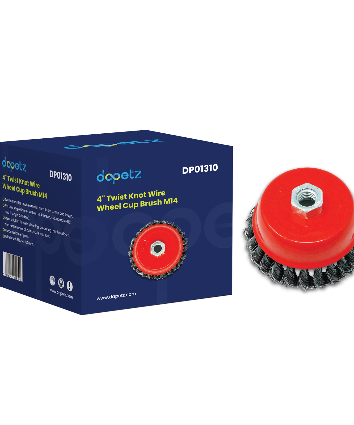 Twist Knot Wire Wheel Cup Brush 4" M14 for 4 1/2" 100mm Angle Grinder