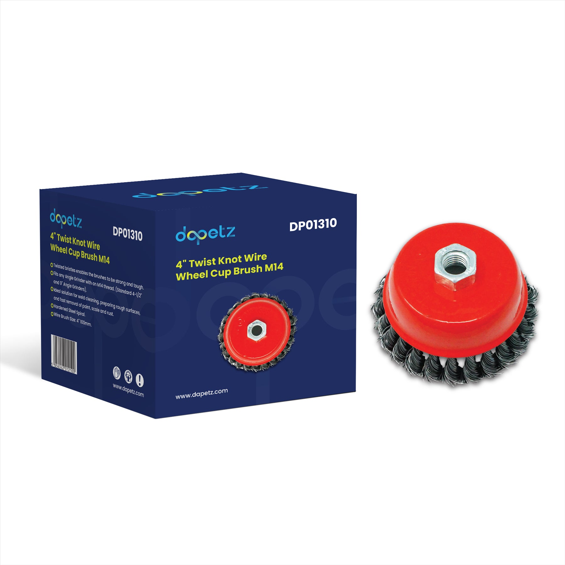 Twist Knot Wire Wheel Cup Brush 4" M14 for 4 1/2" 100mm Angle Grinder