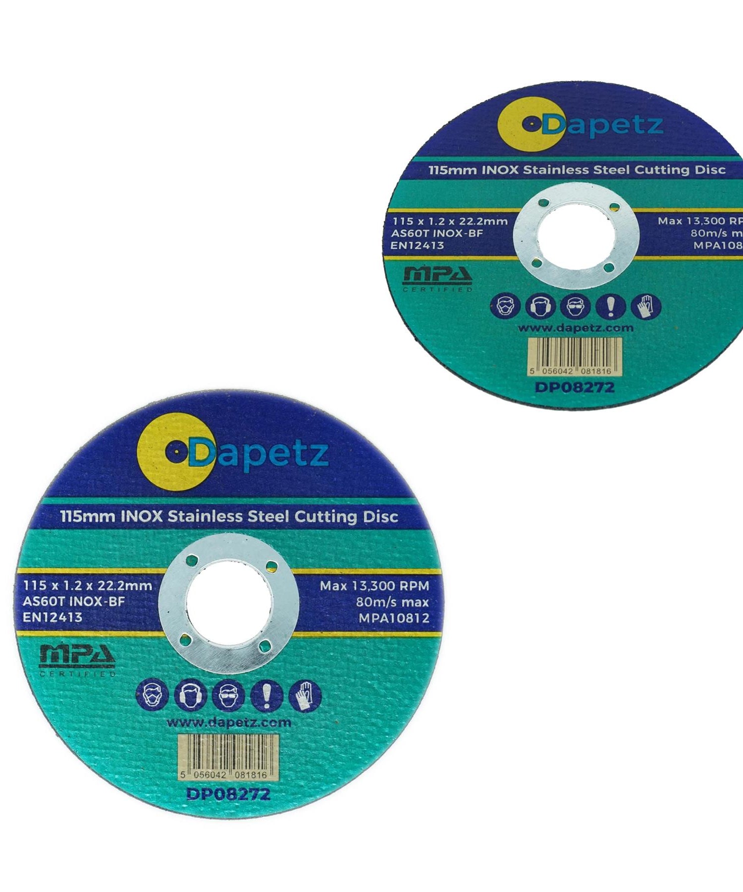 Cutting Disc For Metal Steel INOX Stainless 115mm Super Thin 1.2mm Blade 10 Pc By Dapetz