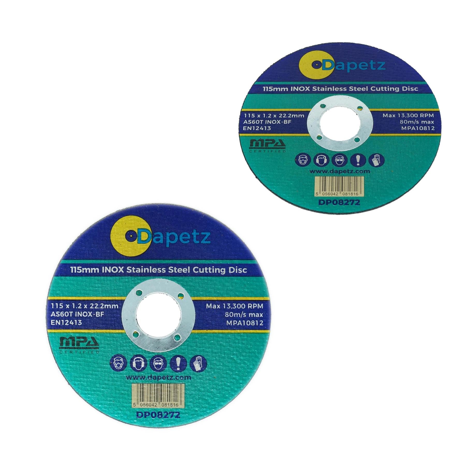 Cutting Disc For Metal Steel INOX Stainless 115mm Super Thin 1.2mm Blade 10 Pc By Dapetz