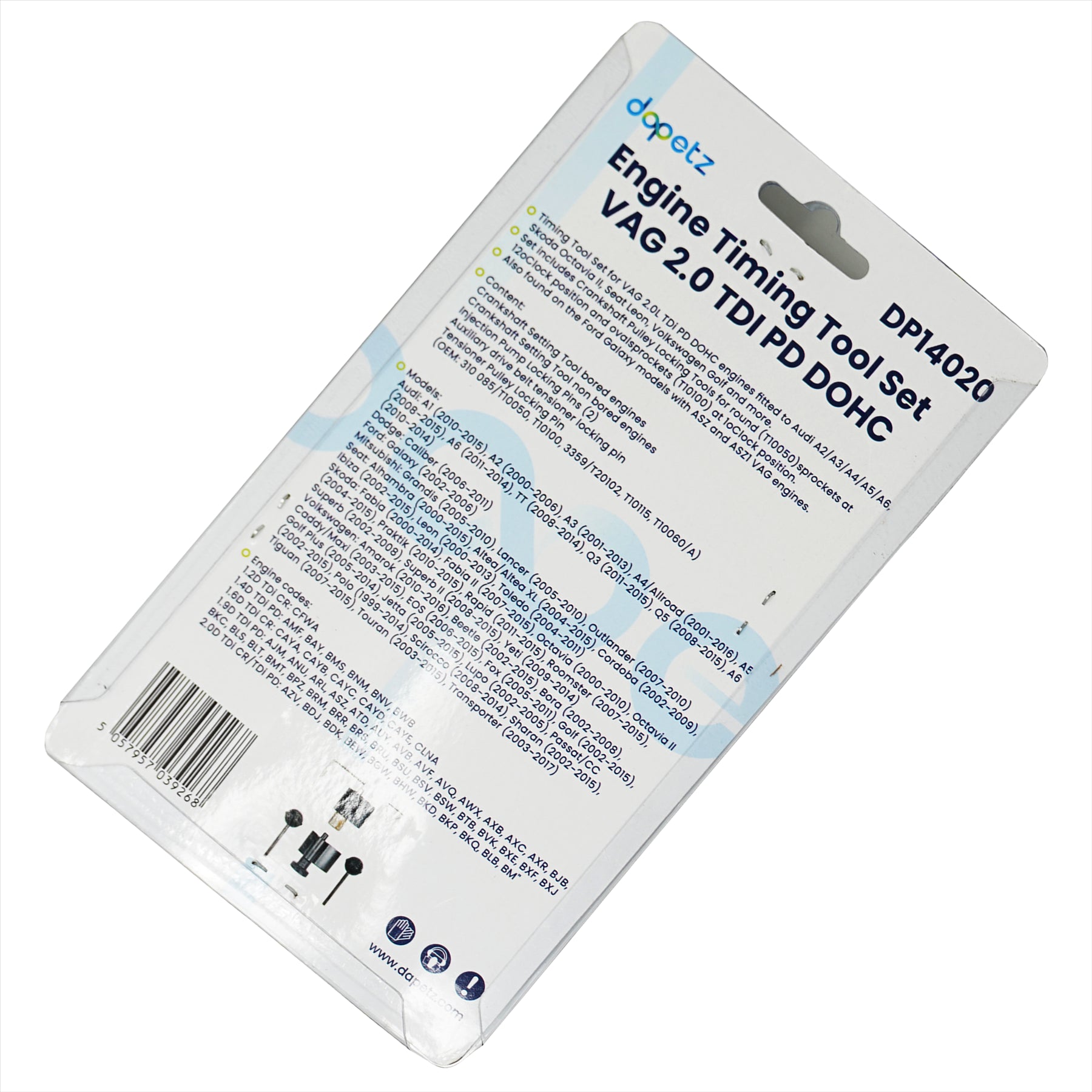 Engine Timing Tool Set VAG 2.0 TDI PD DOHC by Daptez