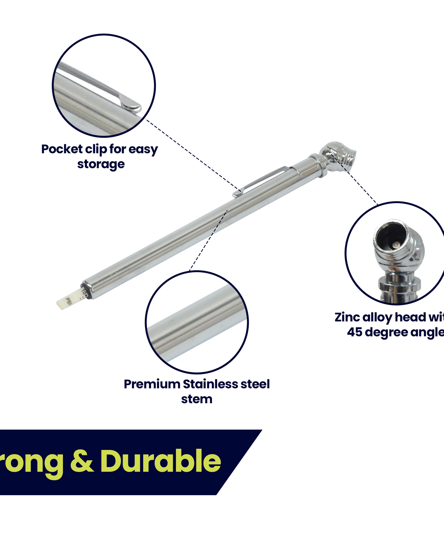 Tire pressure gauge for accurate tire inflation Car Bike Cyle Caravan Pocket Sized Gauge  10-100 Psi by Dapetz