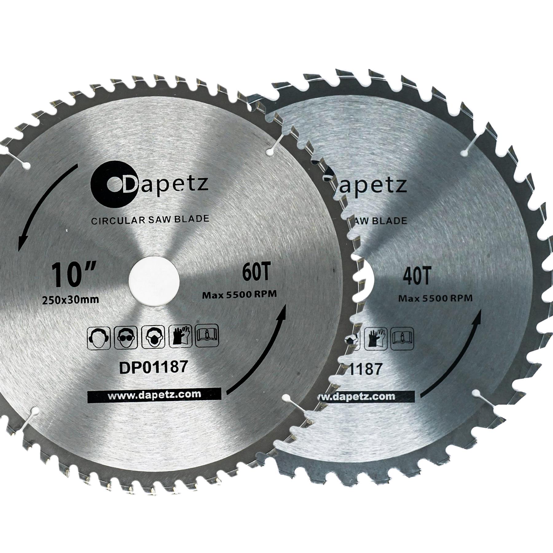 Circular Saw Blades 250mm 40 Teeth & 60 Medium/Fine Finish TCT Saw Disc Blades