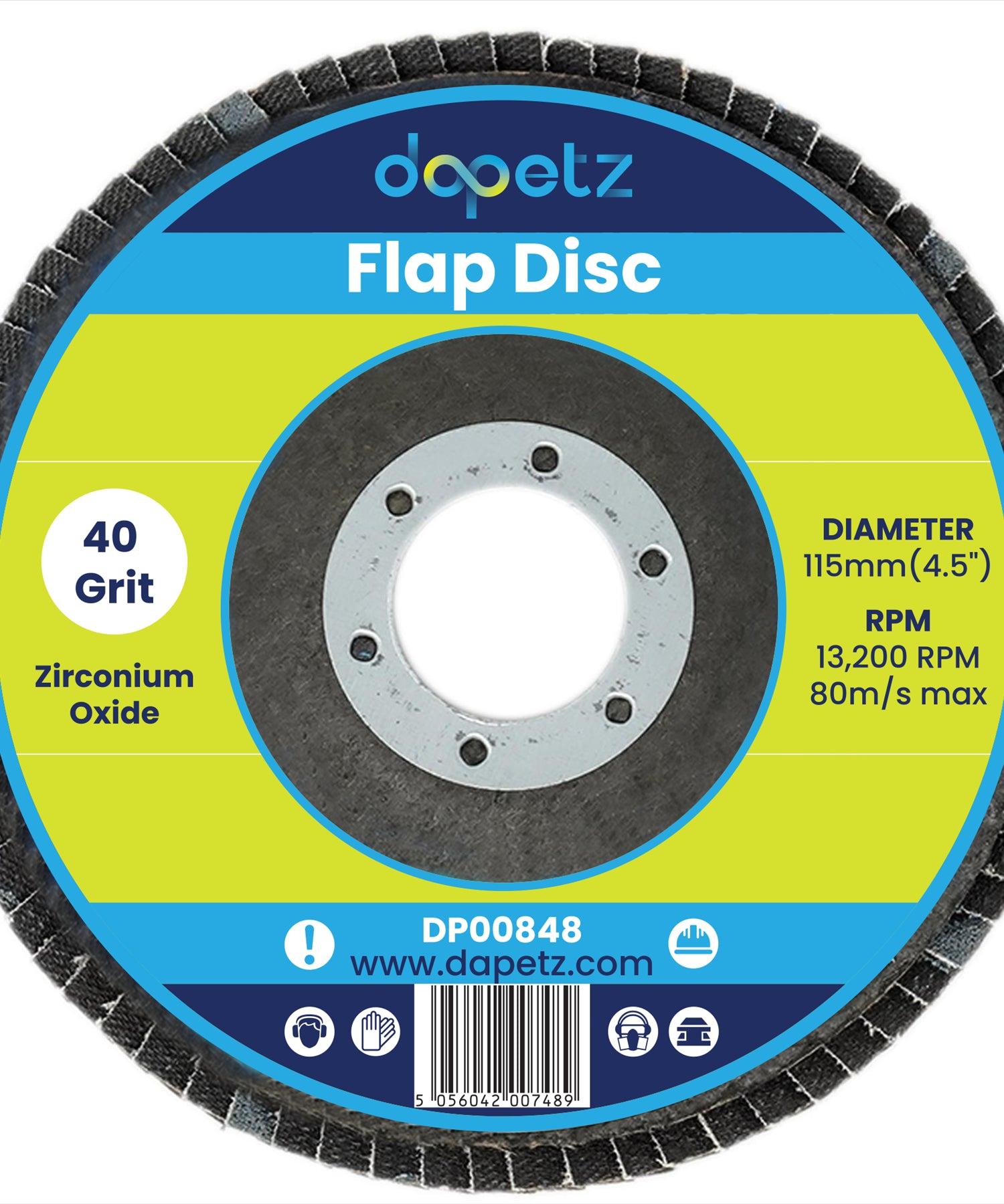 FLAP GRINDING SANDING DISCS 115mm 4.5" 40 GRIT 50PC ANGLE WHEEL ZIRCON BY DAPETZ