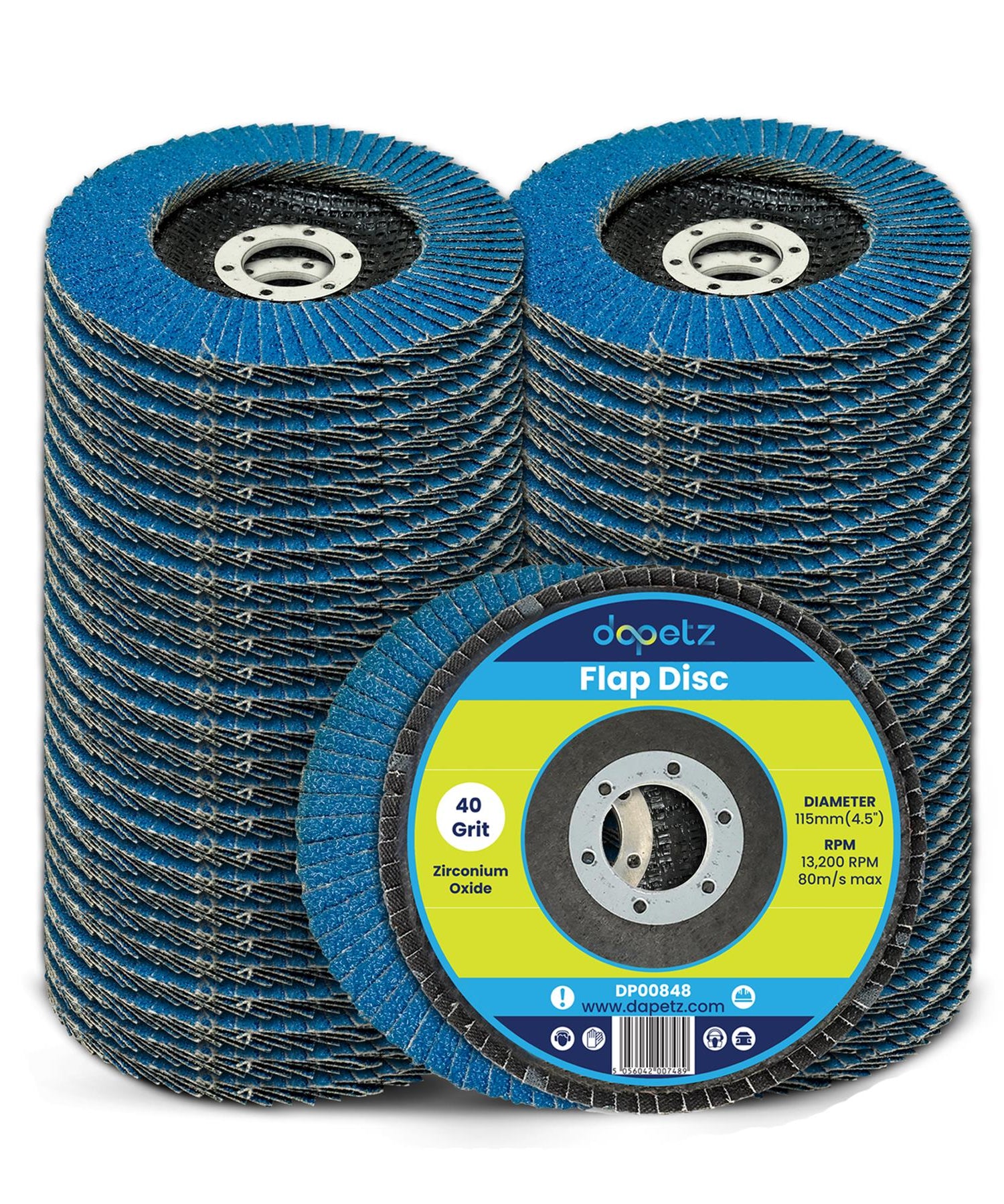 FLAP GRINDING SANDING DISCS 115mm 4.5" 40 GRIT 50PC ANGLE WHEEL ZIRCON BY DAPETZ