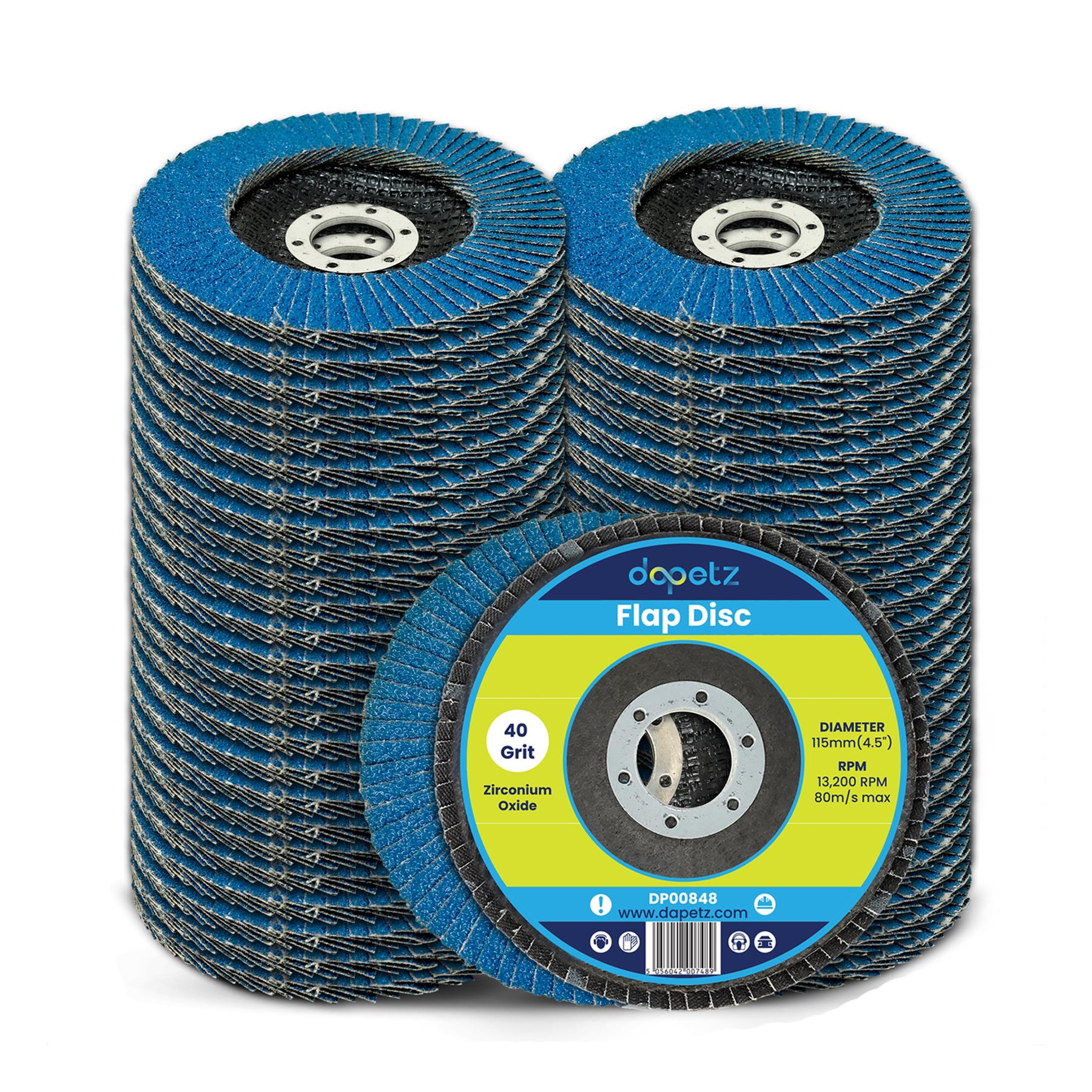 FLAP GRINDING SANDING DISCS 115mm 4.5" 40 GRIT 50PC ANGLE WHEEL ZIRCON BY DAPETZ