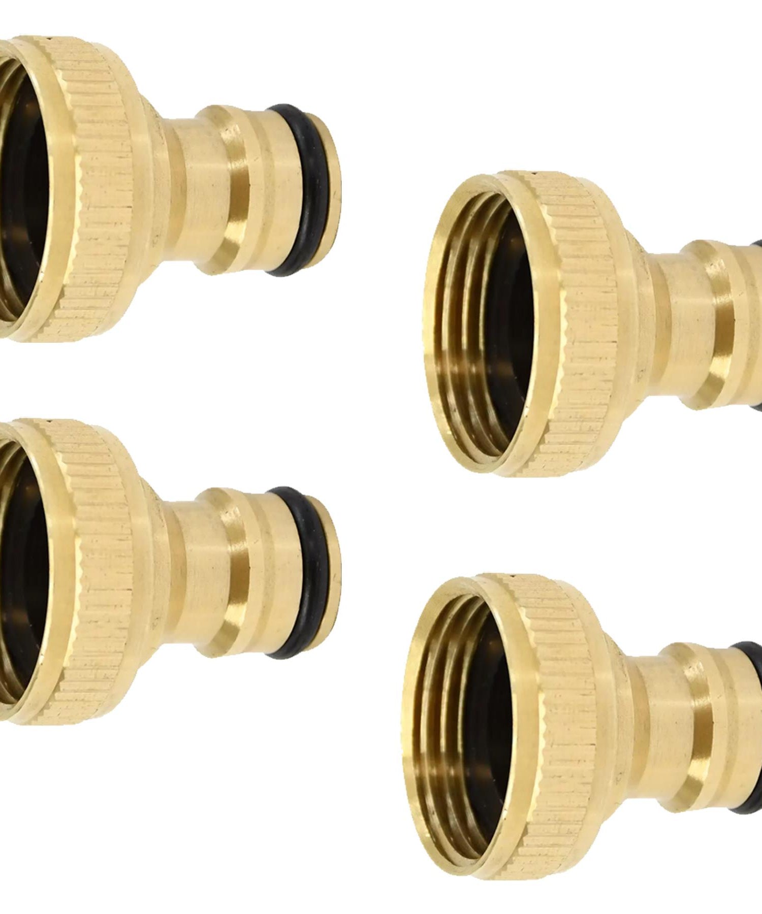 4x Brass Hose Tap Connector 3/4" Threaded Garden Water Pipe Adaptor Fitting By Dapetz