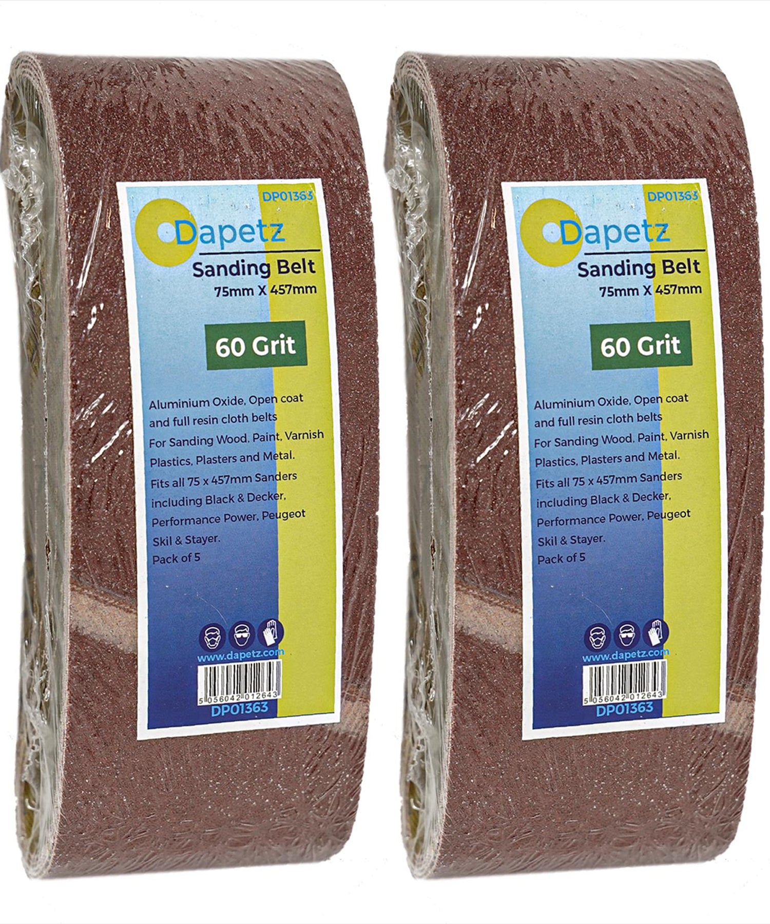 (Pack of 10) Power Tool Sander Sanding Belt 75mm X 457mm 60 Grit Coarse New by Dapetz