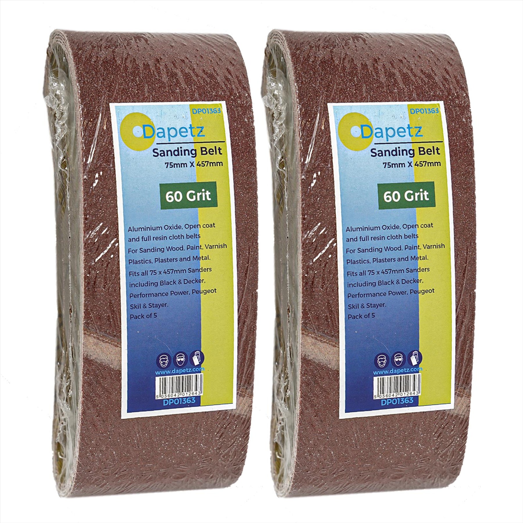 (Pack of 10) Power Tool Sander Sanding Belt 75mm X 457mm 60 Grit Coarse New by Dapetz