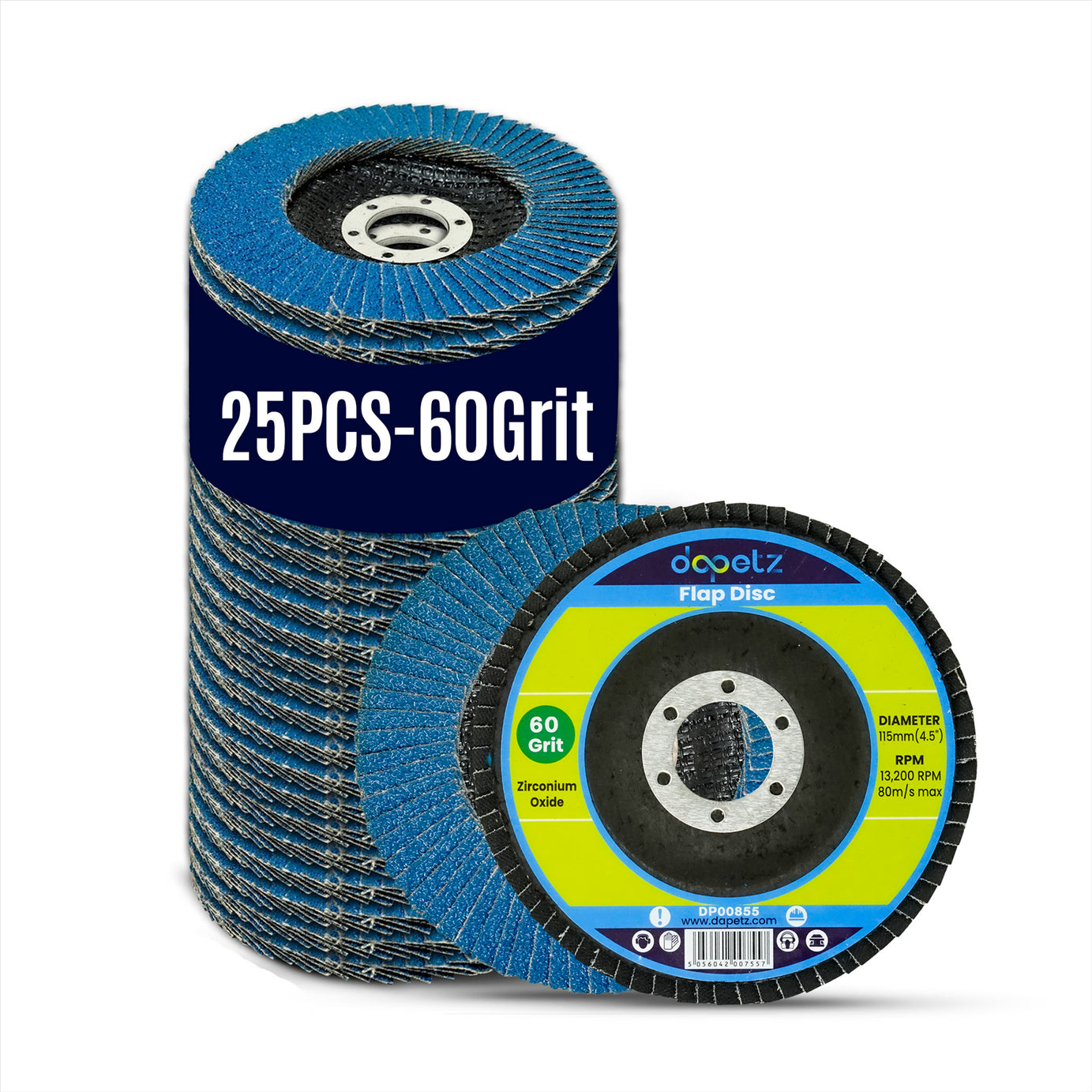 4.5" Flap Discs 115mm Sanding 60 Grit Grinding Wheels Disc Zirconium Oxide 25PC by Dapetz