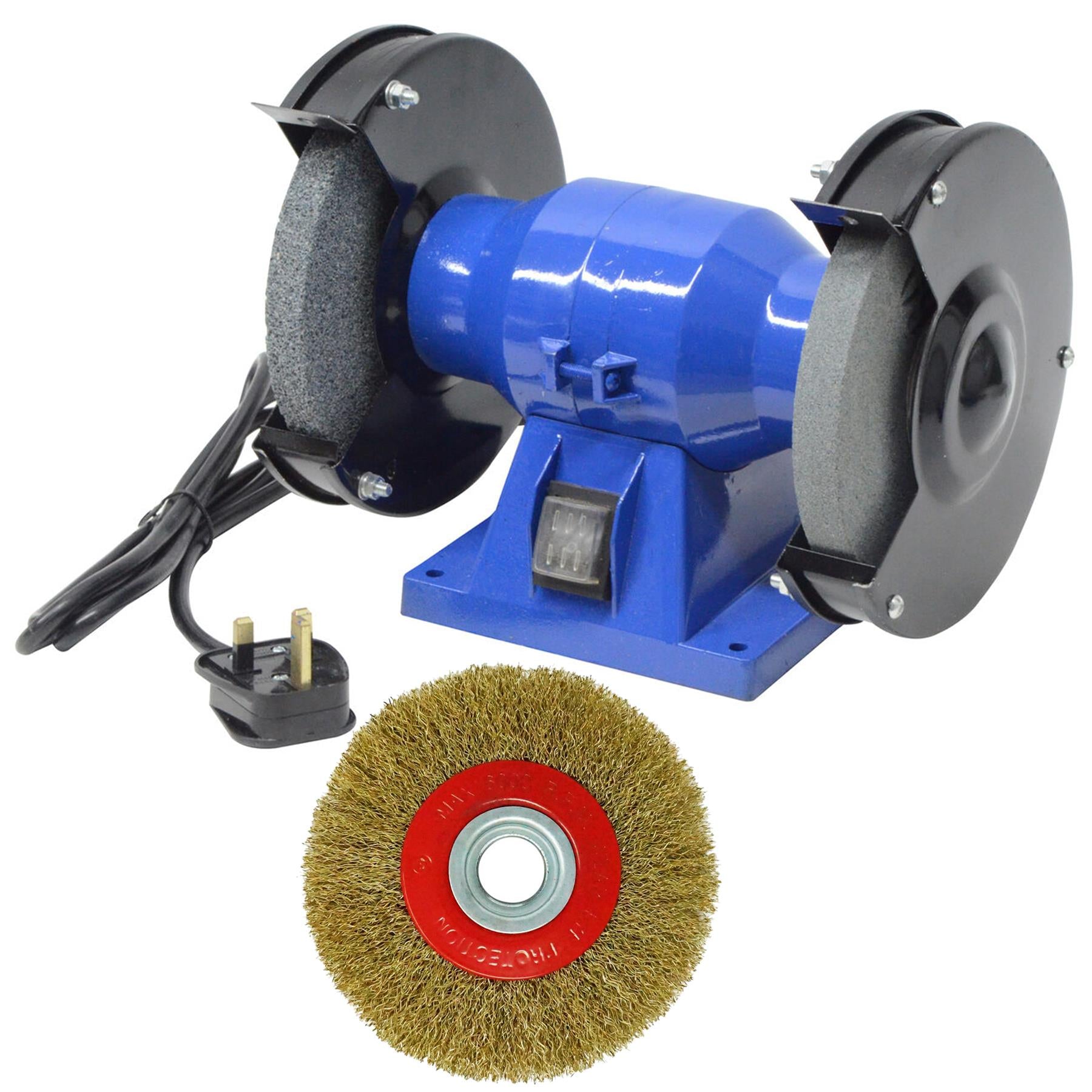 150mm Bench Grinder Dual Wheel 150W Metal Sander Polisher with Brass Wire Wheel by Dapetz