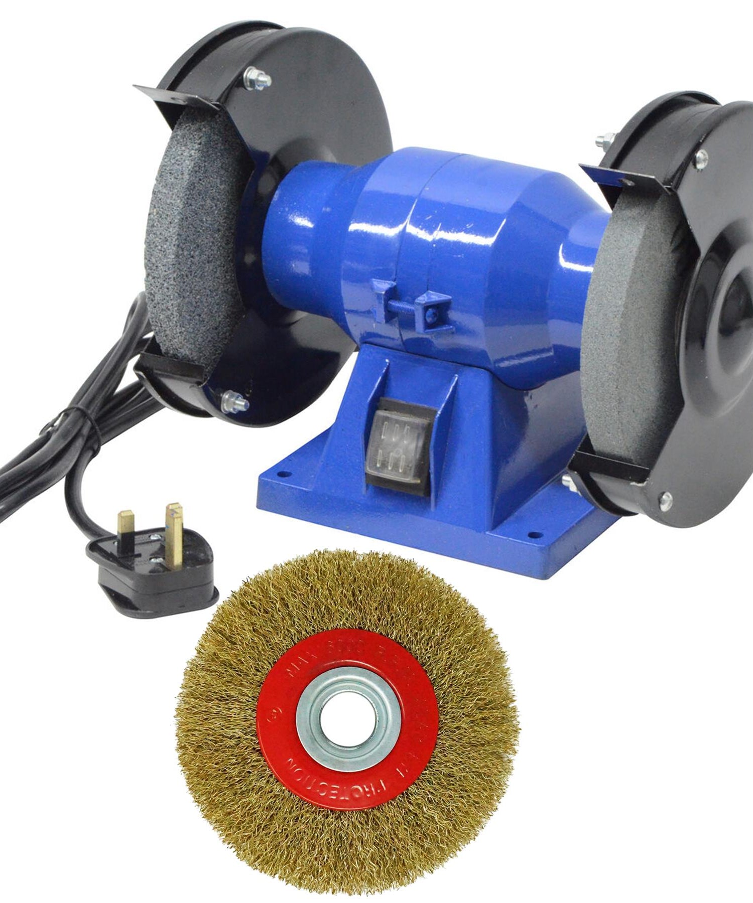 150mm Bench Grinder Dual Wheel 150W Metal Sander Polisher with Brass Wire Wheel by Dapetz