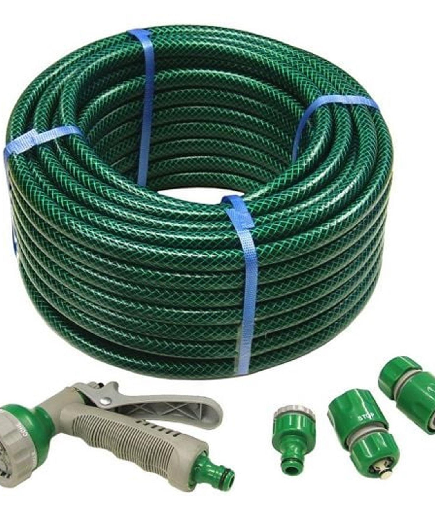 15m Garden Hose Pipe With Spray Gun Set PVC Watering Hose Green By Dapetz