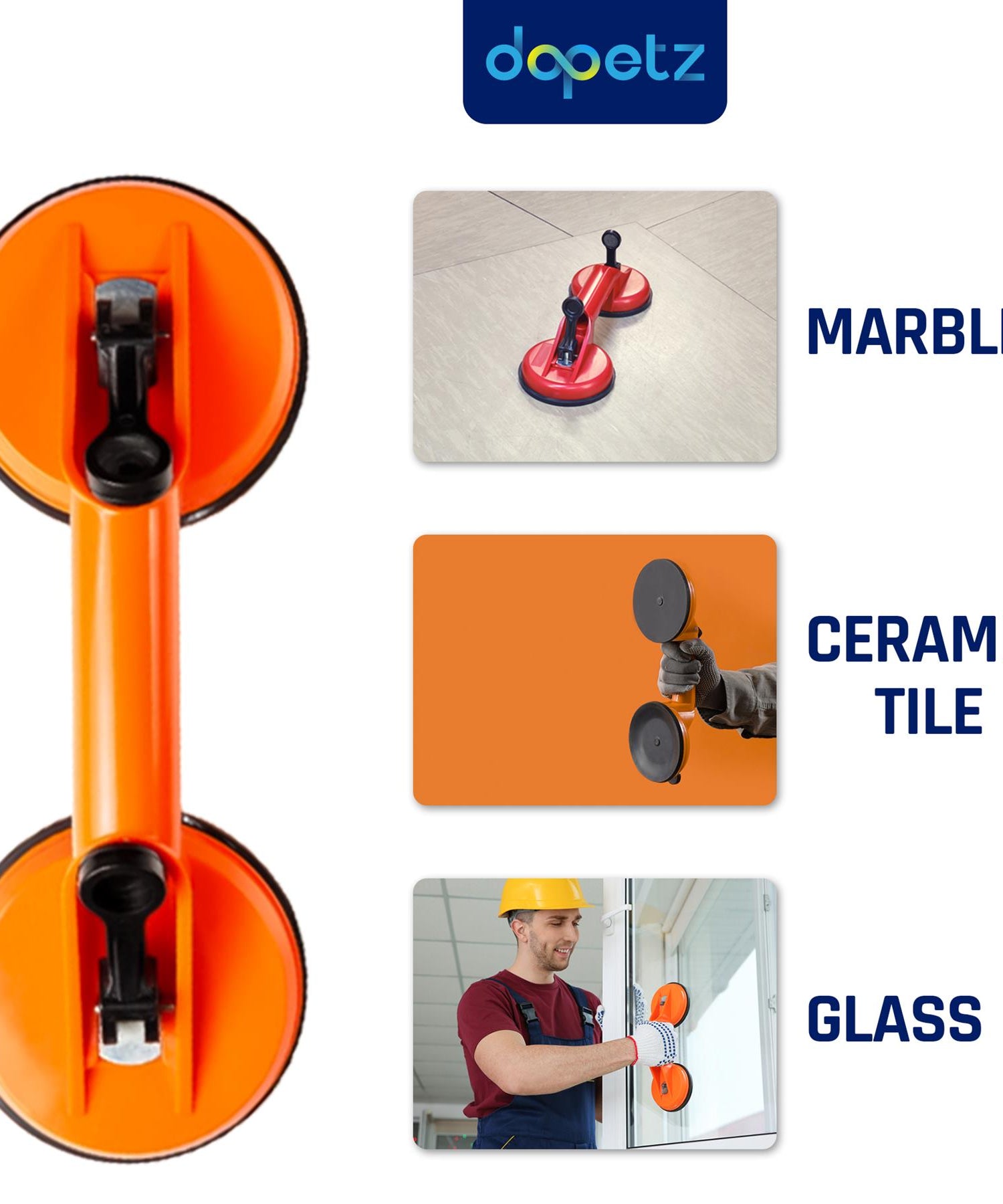 Dual Suction Cup Pad Lifter 70kg Sucker Plate Glass tile Mirror Lifter Puller by Dapetz