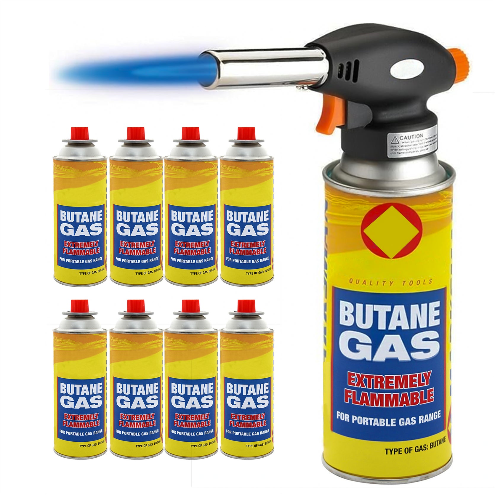 Blow Torch Butane Gas Auto Chef Creme Brulee Cooking Soldering Camping 8 Gas Can