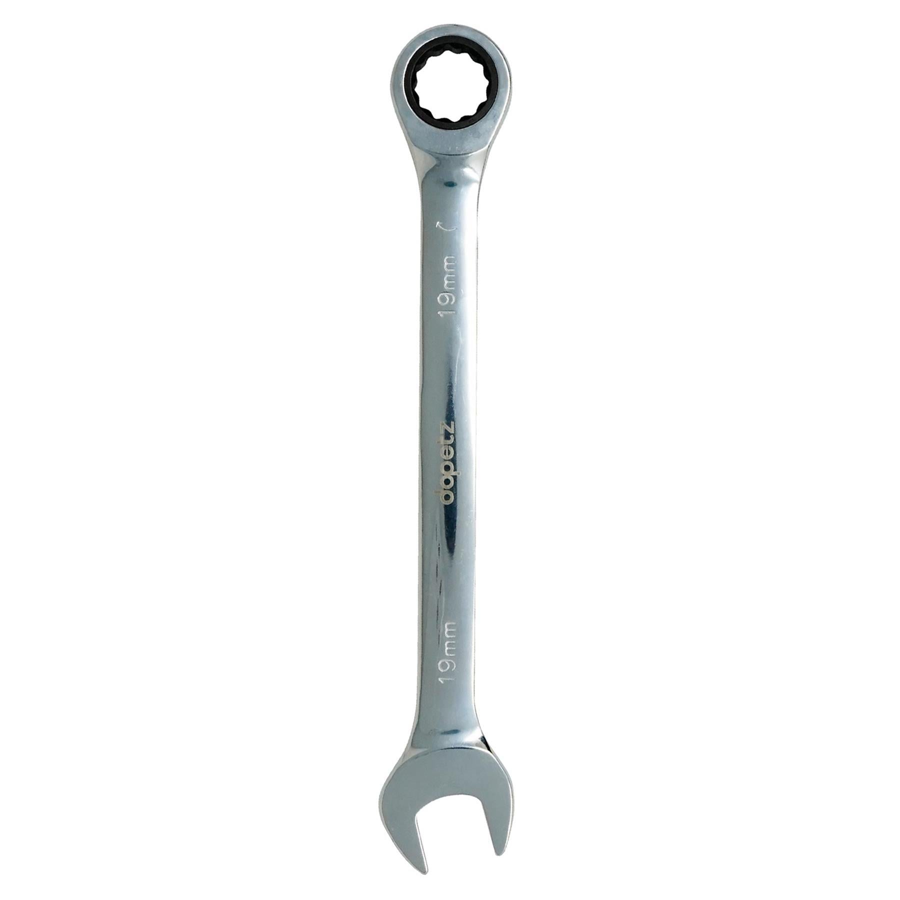 Fixed Head Ratchet Metric Spanner Open End Ring Combination 19mm