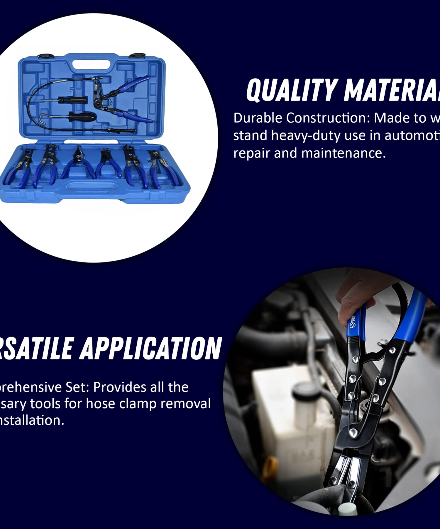 9 Pc Hose Clamp Pliers Removal Garage Tool Set Swivel Jaw Flat Band by Dapetz