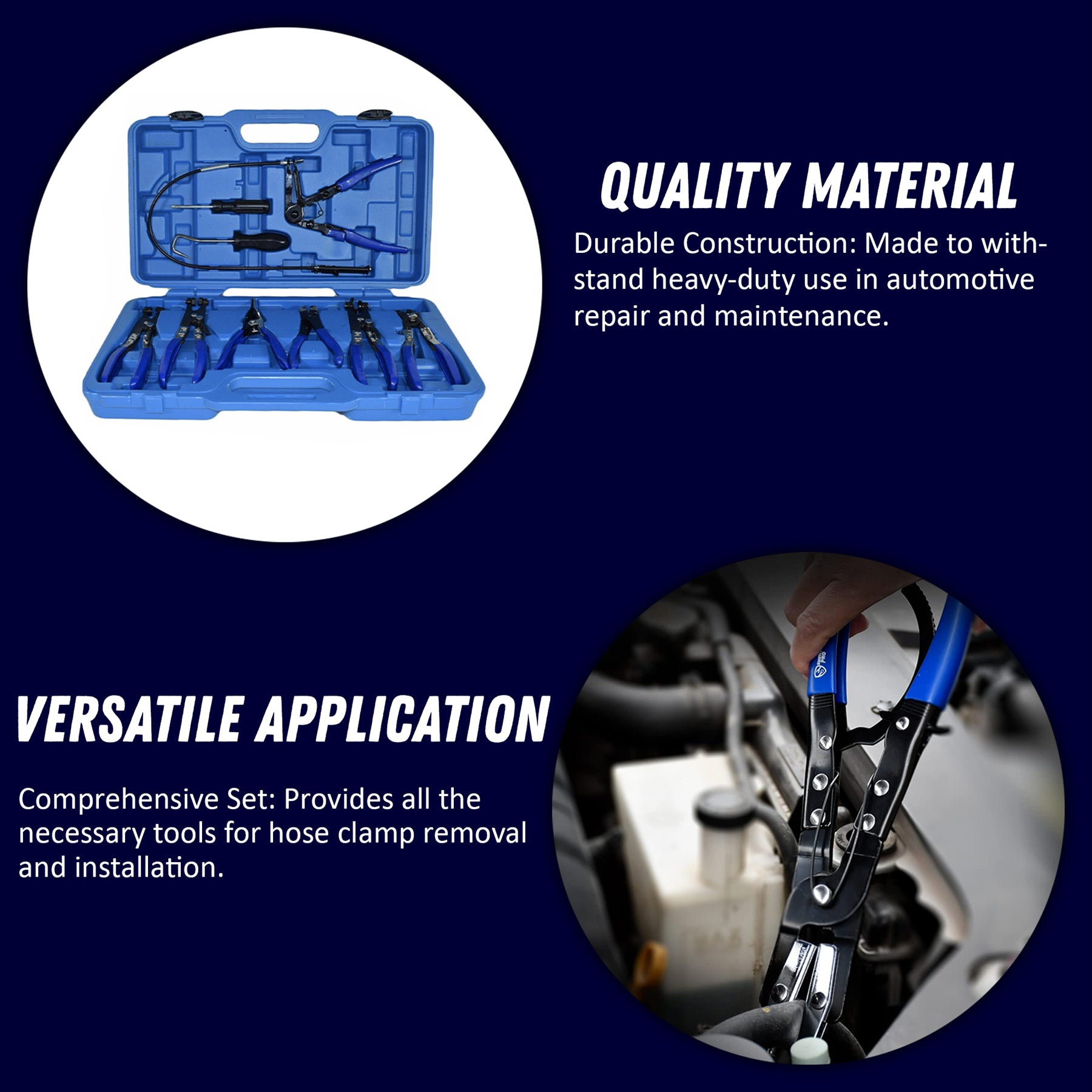 9 Pc Hose Clamp Pliers Removal Garage Tool Set Swivel Jaw Flat Band by Dapetz