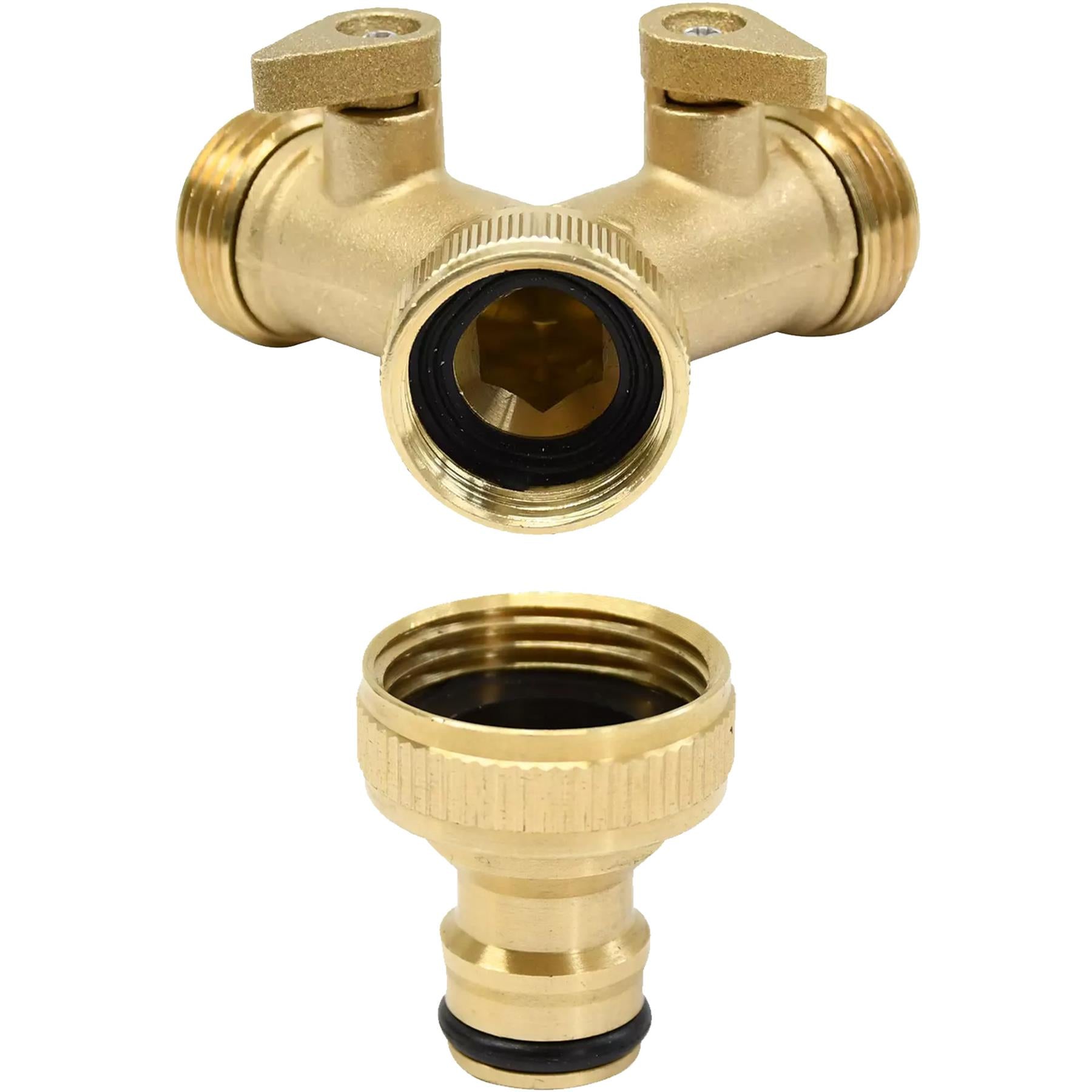 Hose Pipe Valve Splitter Connector Adaptor Brass 2 Quick Connector Set By Dapetz