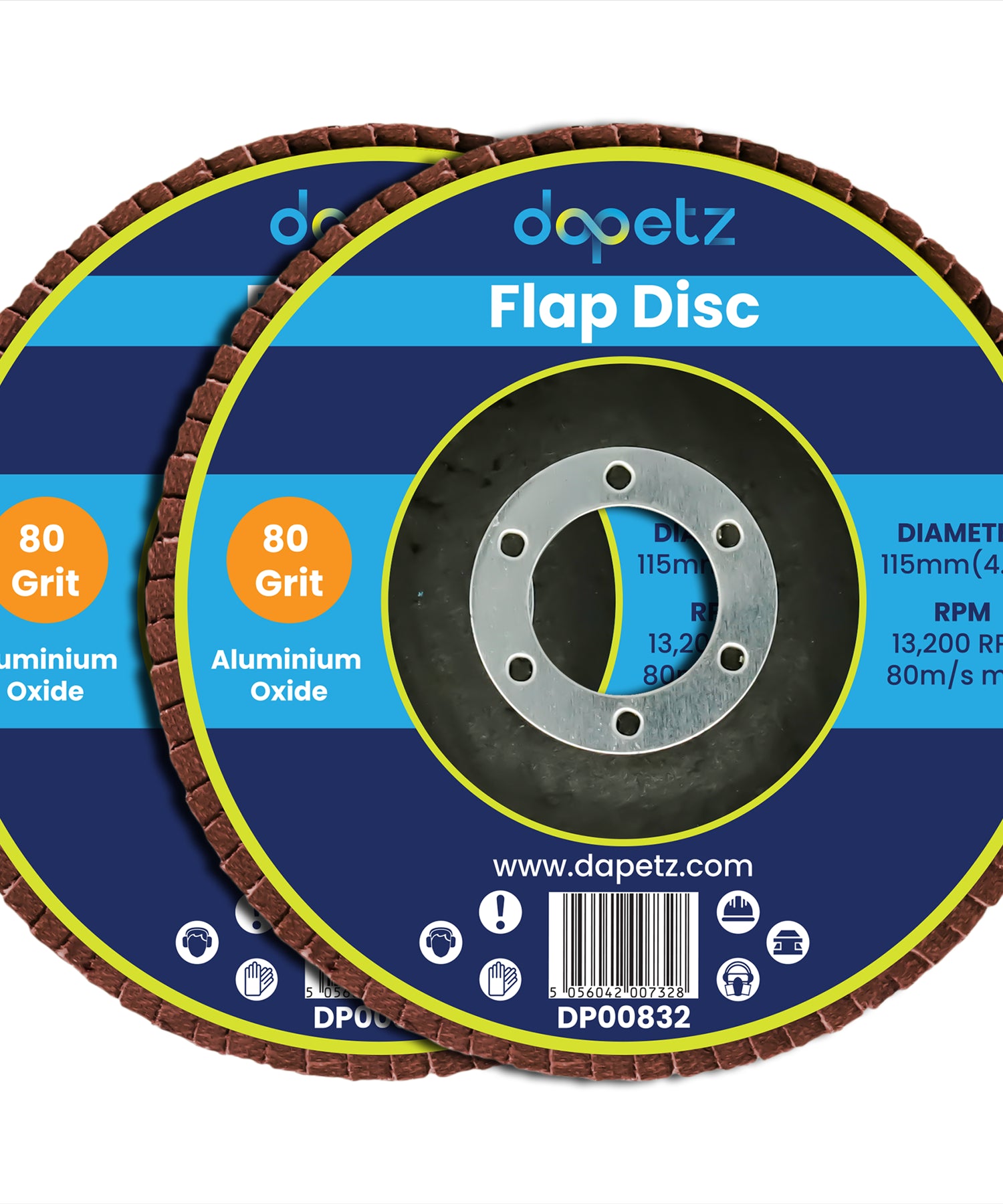 Angle Grinder Aluminium Oxide FLAP DISCS Grinding Wheels 115mm 4.5'' 80 Grit 5 PC By Daptez