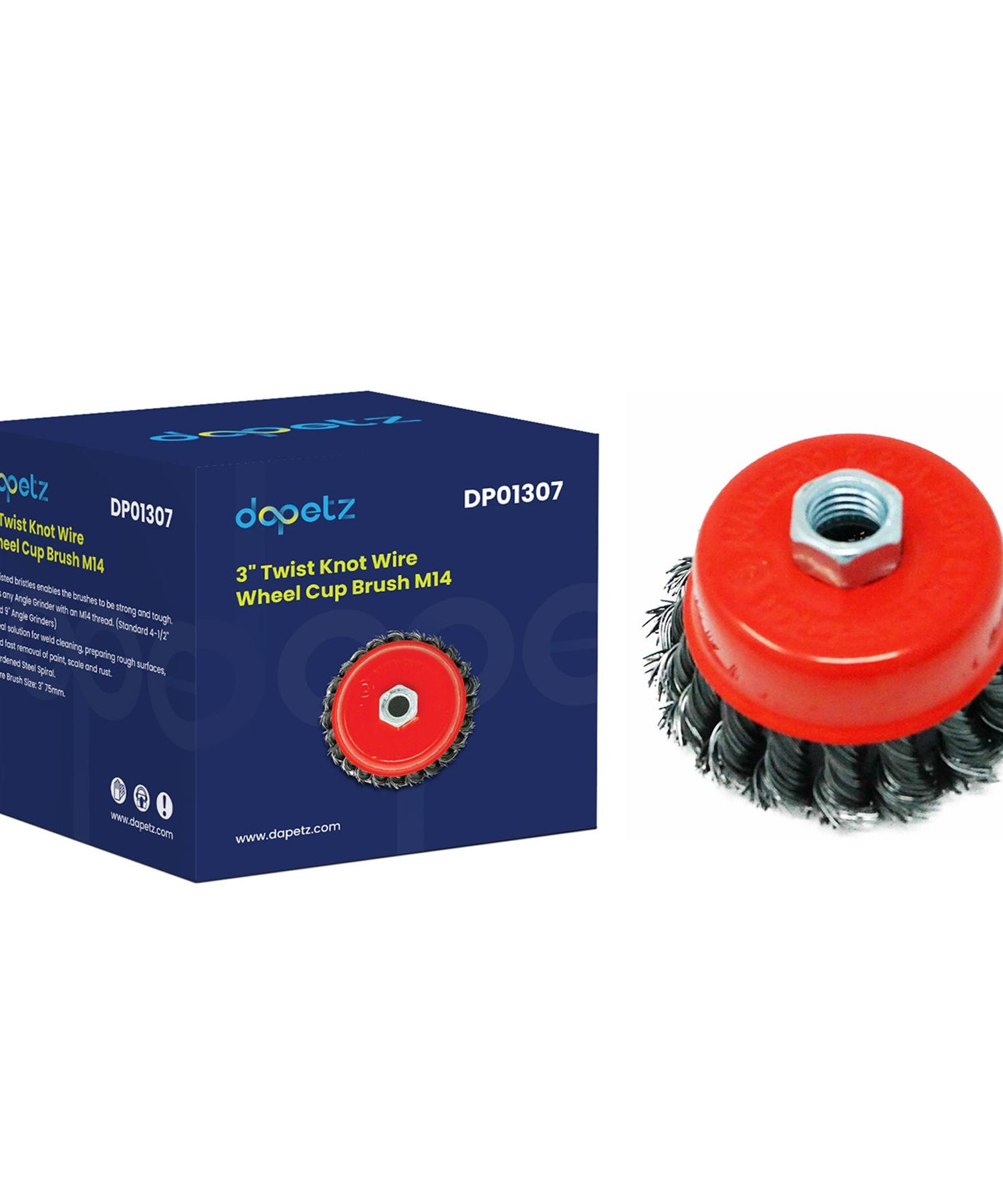 4PCs Twist Knot Wire Wheel Cup Brush Set for Angle Grinder 3" M14 Crew By Dapetz