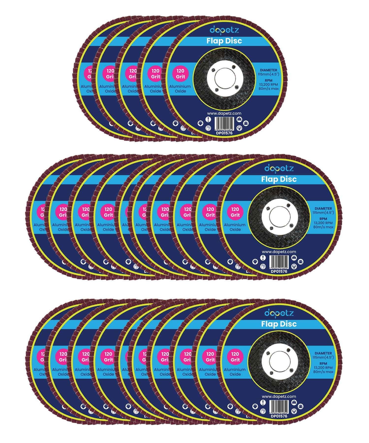 25pcs Flap Grinding Sanding Discs 115mm 4.5" 120 Grit Aluminium Oxide Angle Wheel For Bosch By Dapetz