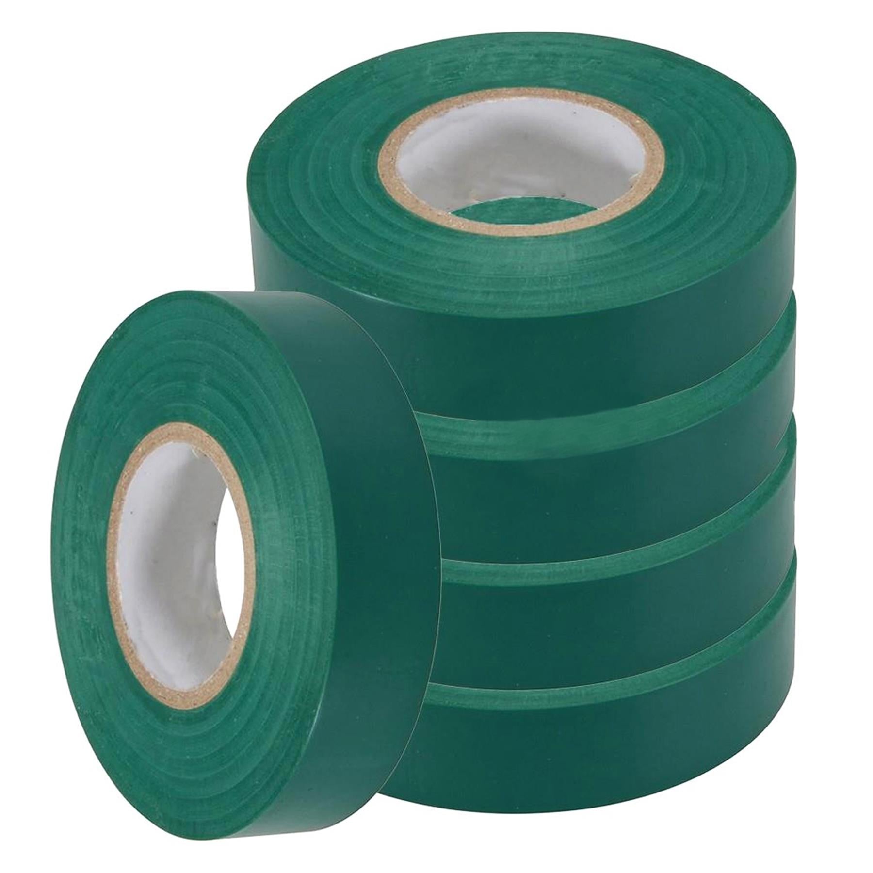 (Pack of 10) Electrical PVC Insulation Tape 22m Flame Retardant Rolls Green by Daptez