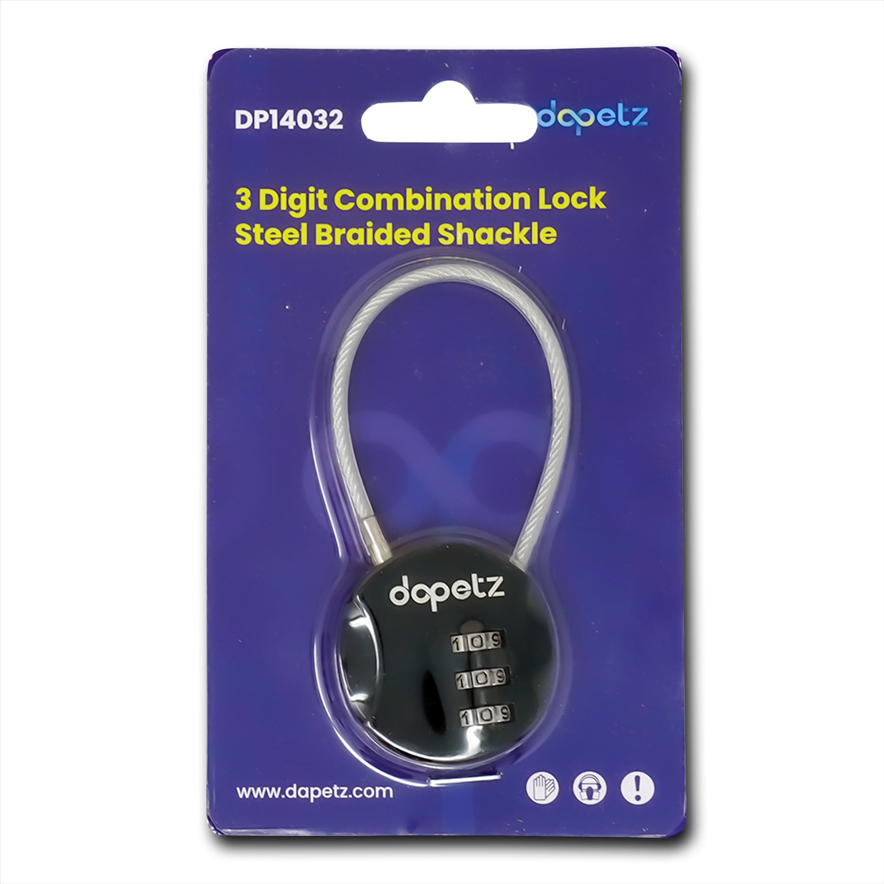 3-Digit Combination Lock | Bag, Backpack, Travel, Cycle Security Wire Padlock by Dapetz