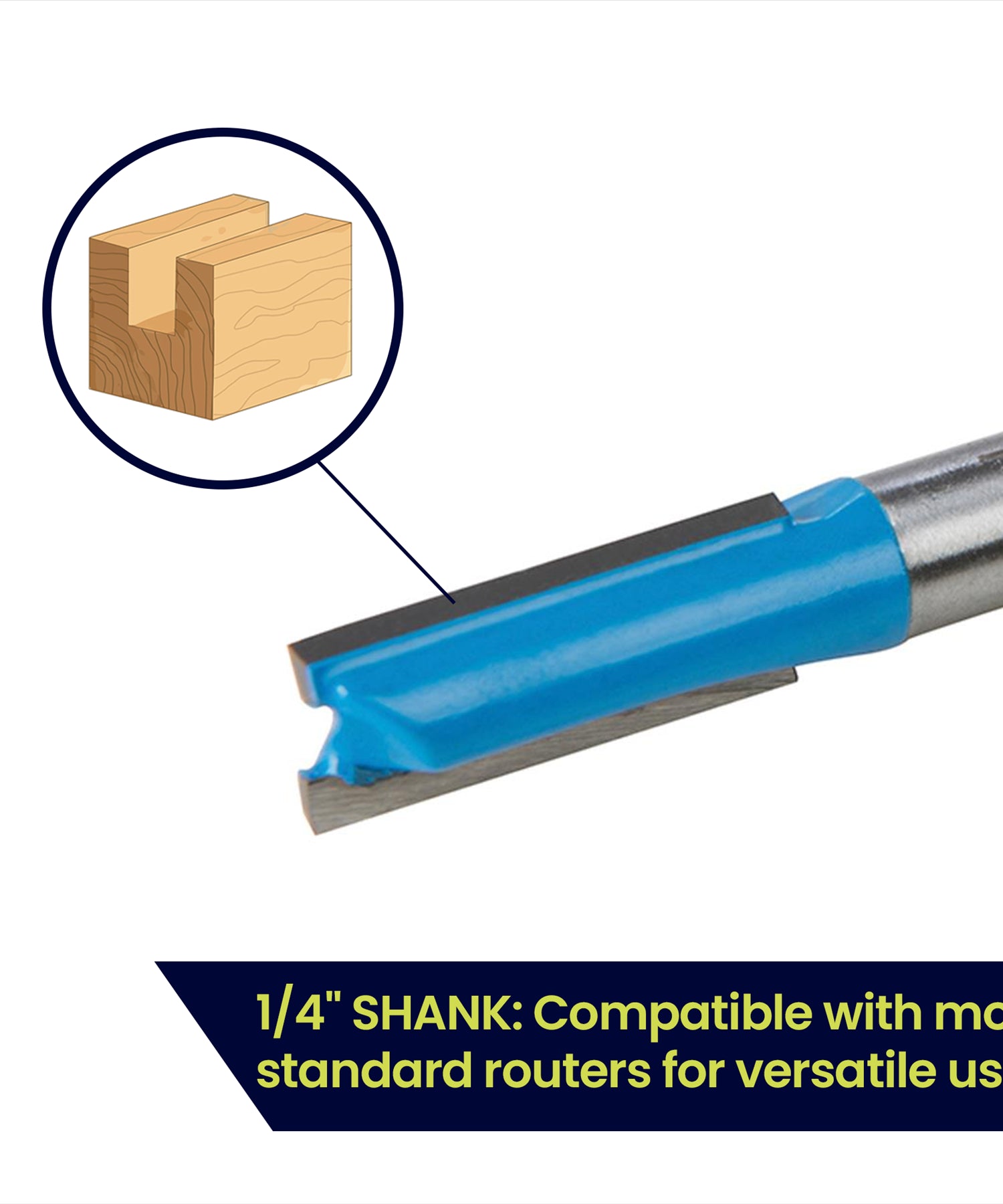 Straight 2 Flute Router Bit Cutter 1/4" Shank Carbide TCT Groove Metric 8 x 20mm