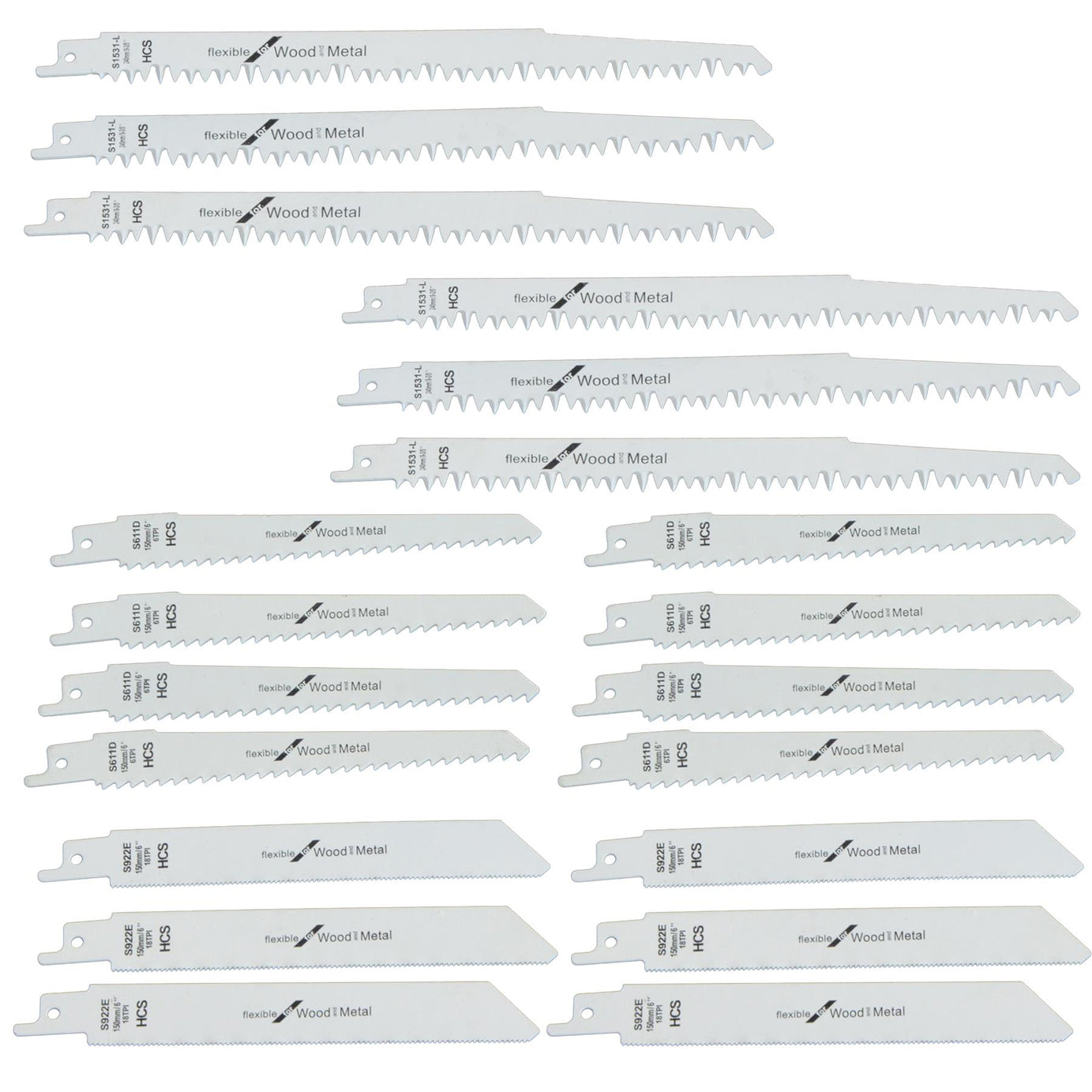 20x Reciprocating Saw Blades Wood Bi-Metal for Bosch Dewalt Makita 5,6,18 TPI  by Dapetz