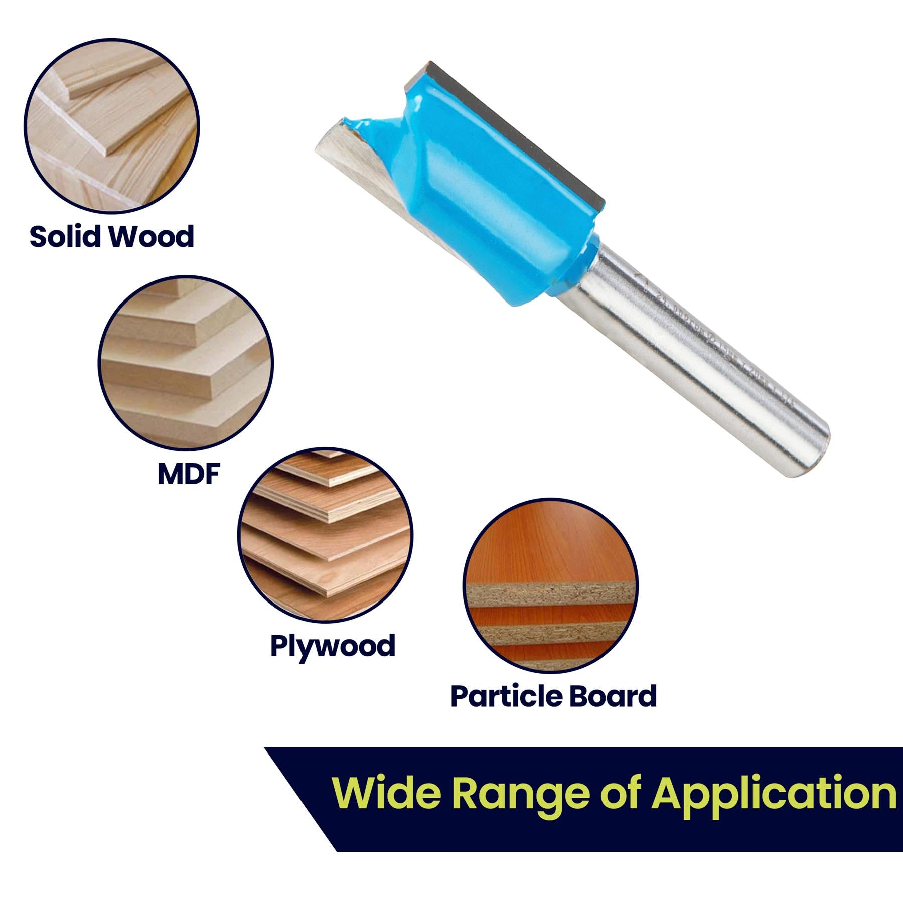 Straight 2 Flute Router Bit Cutter 1/4" Shank Carbide TCT Groove Metric 15x20mm