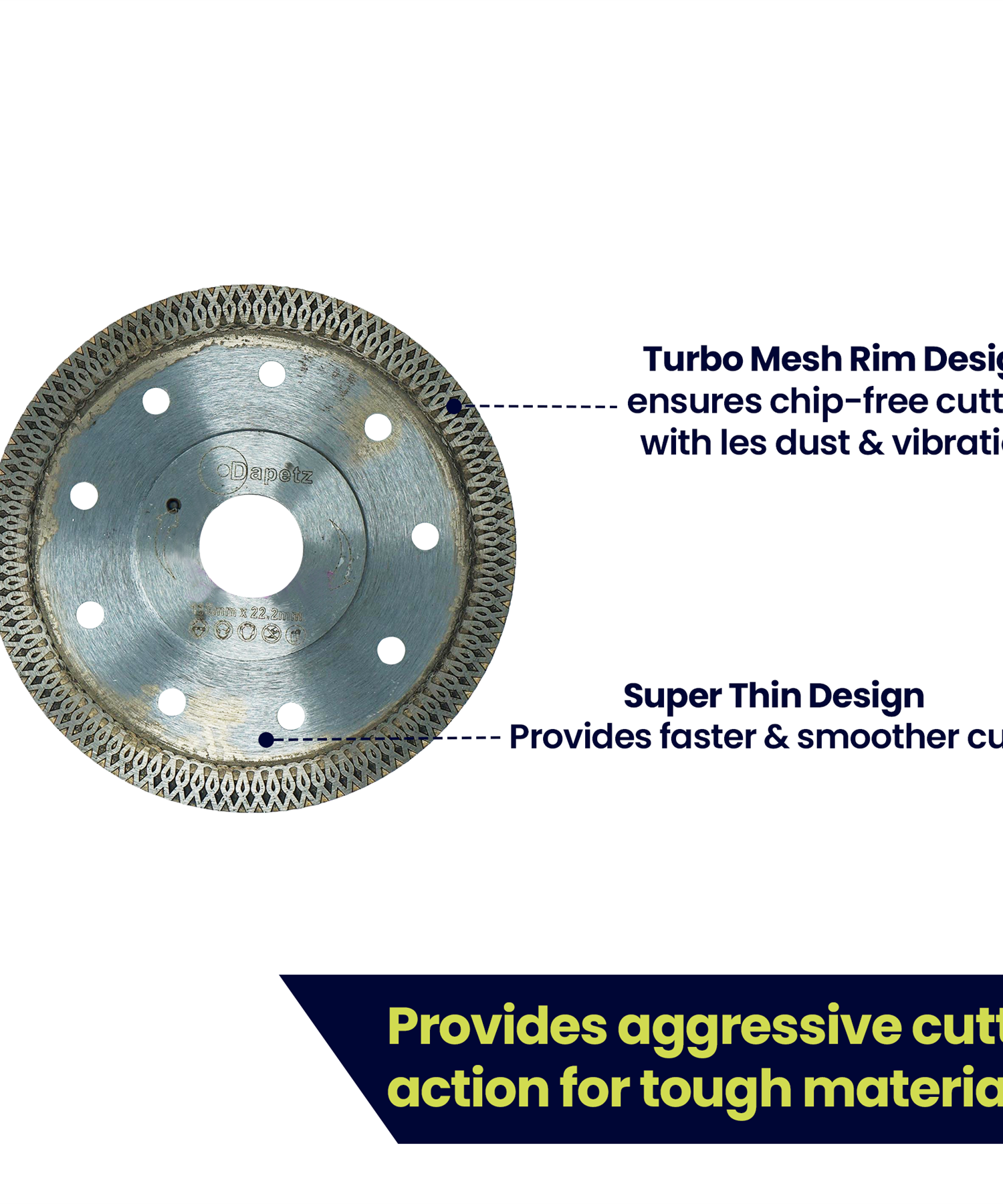 Diamond Disc Turbo 115mm Cutting (Hot Press Disc) with Flane by Dapetz