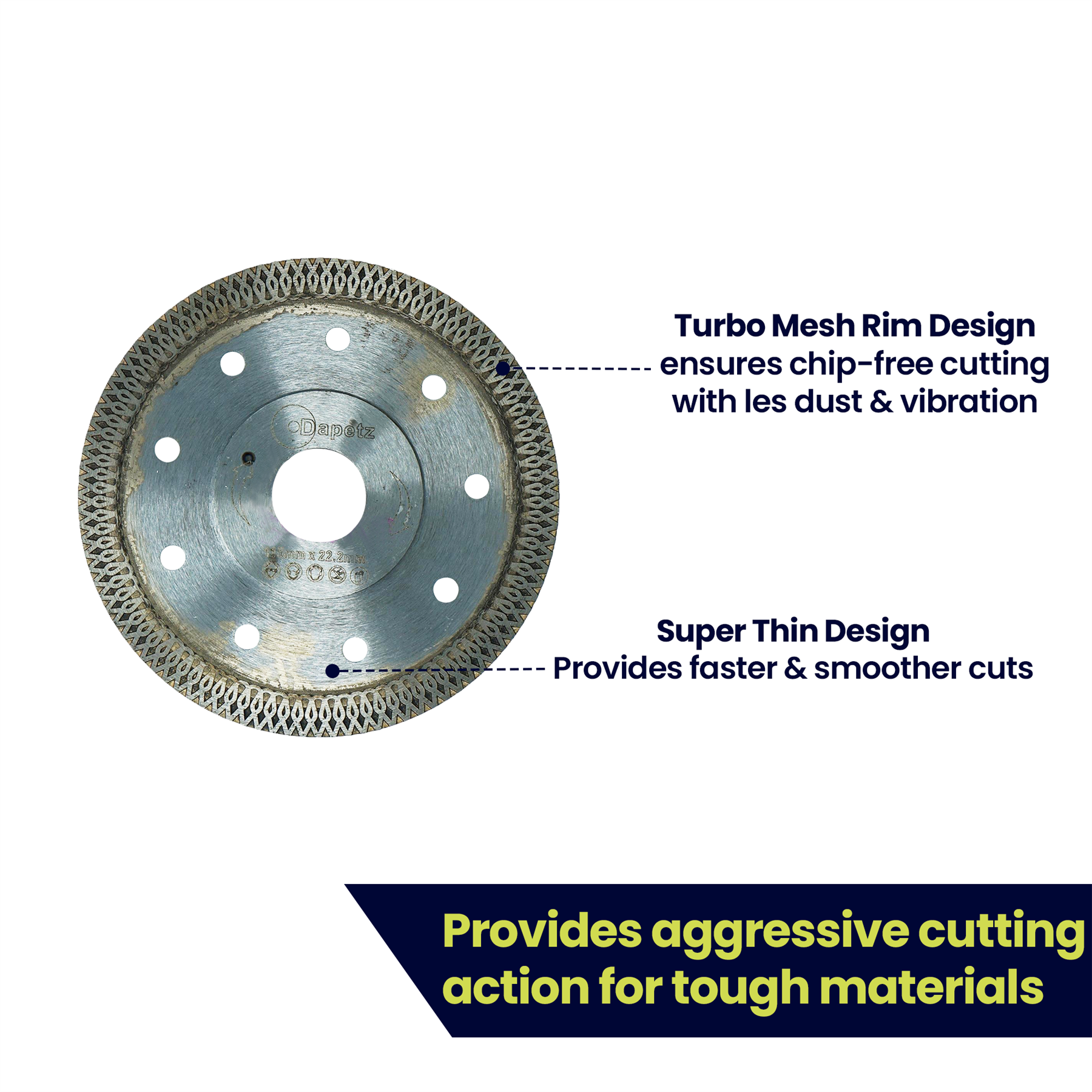 Diamond Disc Turbo 115mm Cutting (Hot Press Disc) with Flane by Dapetz