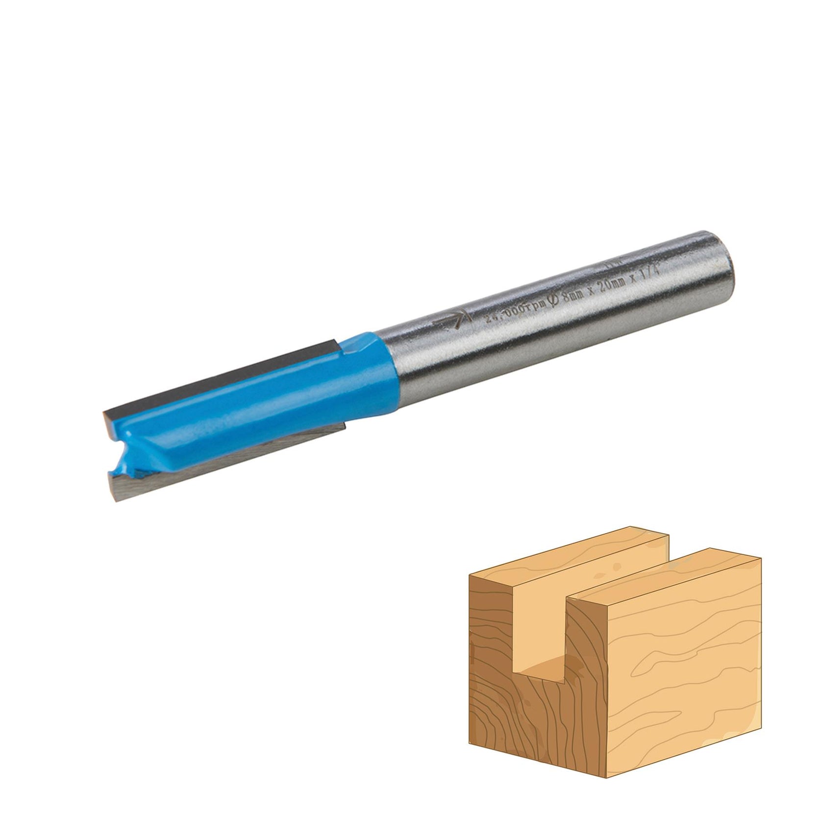 Straight 2 Flute Router Bit Cutter 1/4" Shank Carbide TCT Groove Metric 8 x 20mm