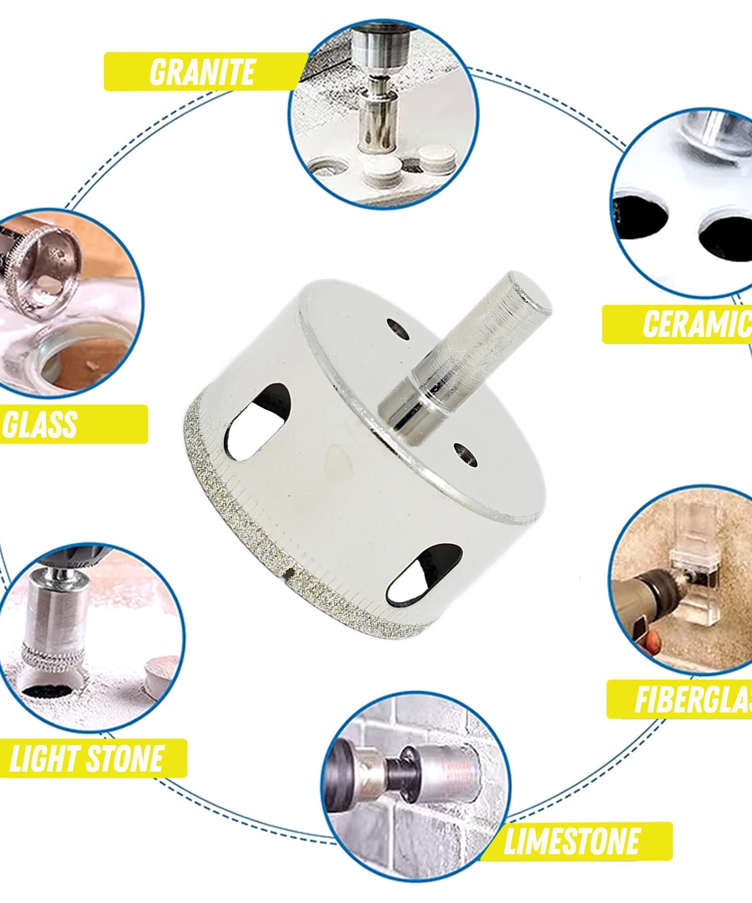 Diamond Holesaw 55mm Drill Bit Cutter Tile Ceramic Glass Porcelain Marble By Dapetz