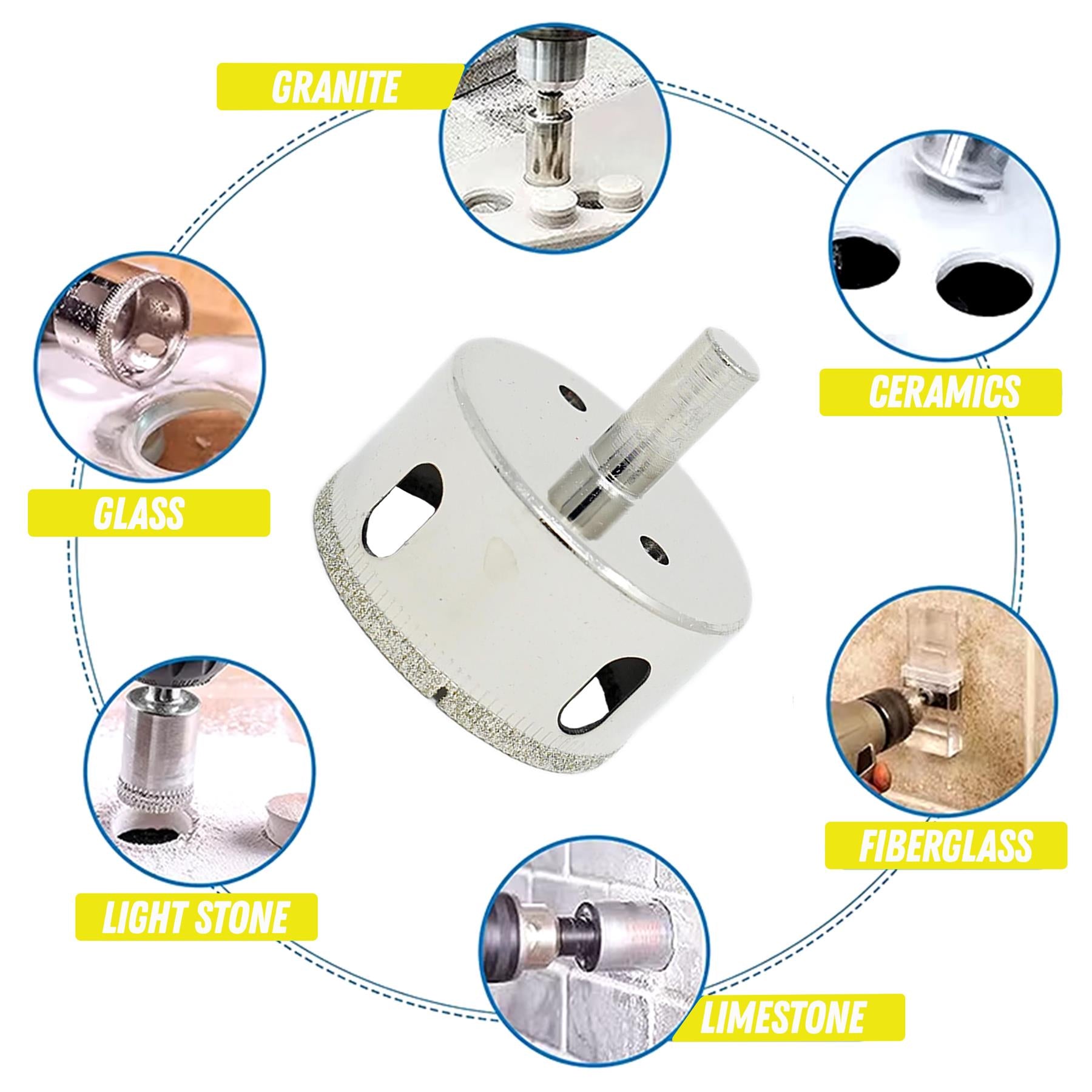 Diamond Holesaw 55mm Drill Bit Cutter Tile Ceramic Glass Porcelain Marble By Dapetz