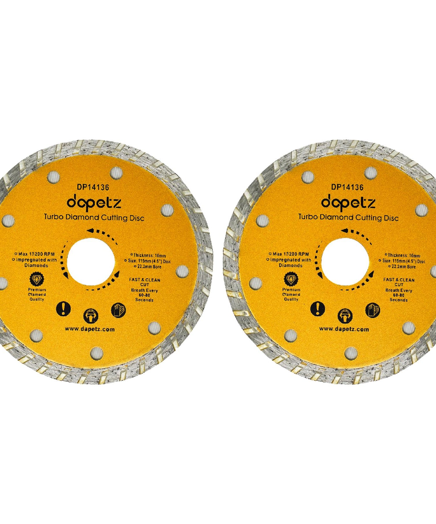 (Pack of 2) Angle Grinder Disc Thin Diamond Dry Cutting Disc Porcelain Tile Turbo 115mm 4.5" by Daptez